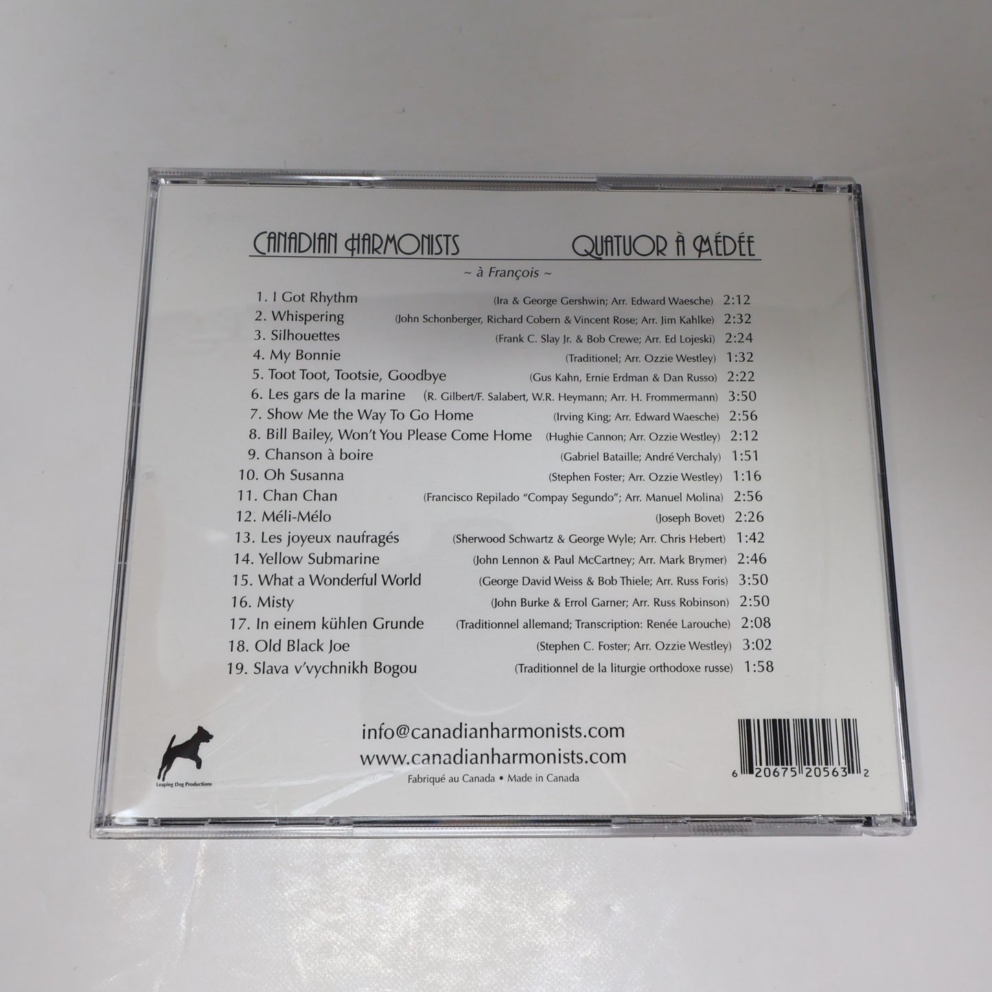 Canadian Harmonists/Quatuor à Médée Eponymous Québécois Traditional/Vocal CD