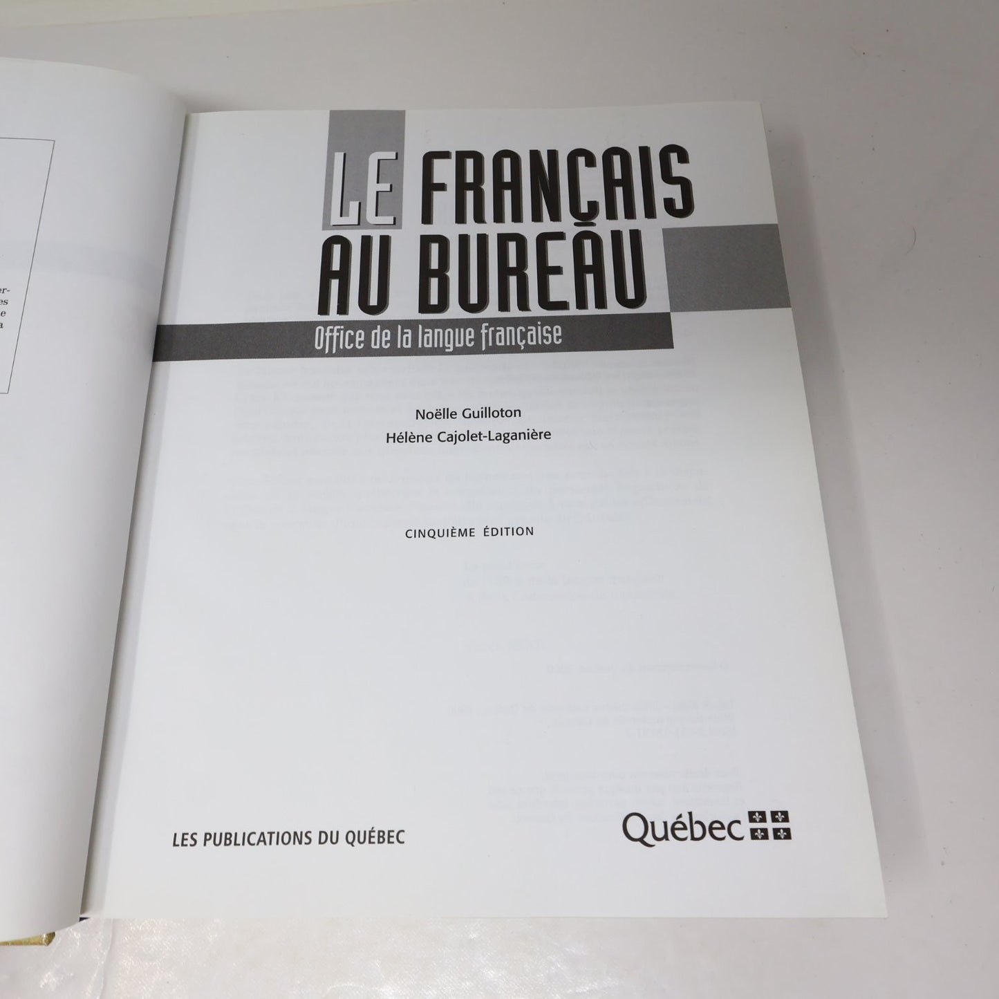 Le Français au Bureau Guilloton/Cajolot-Laganière 2000 5e Édition Québec Langue