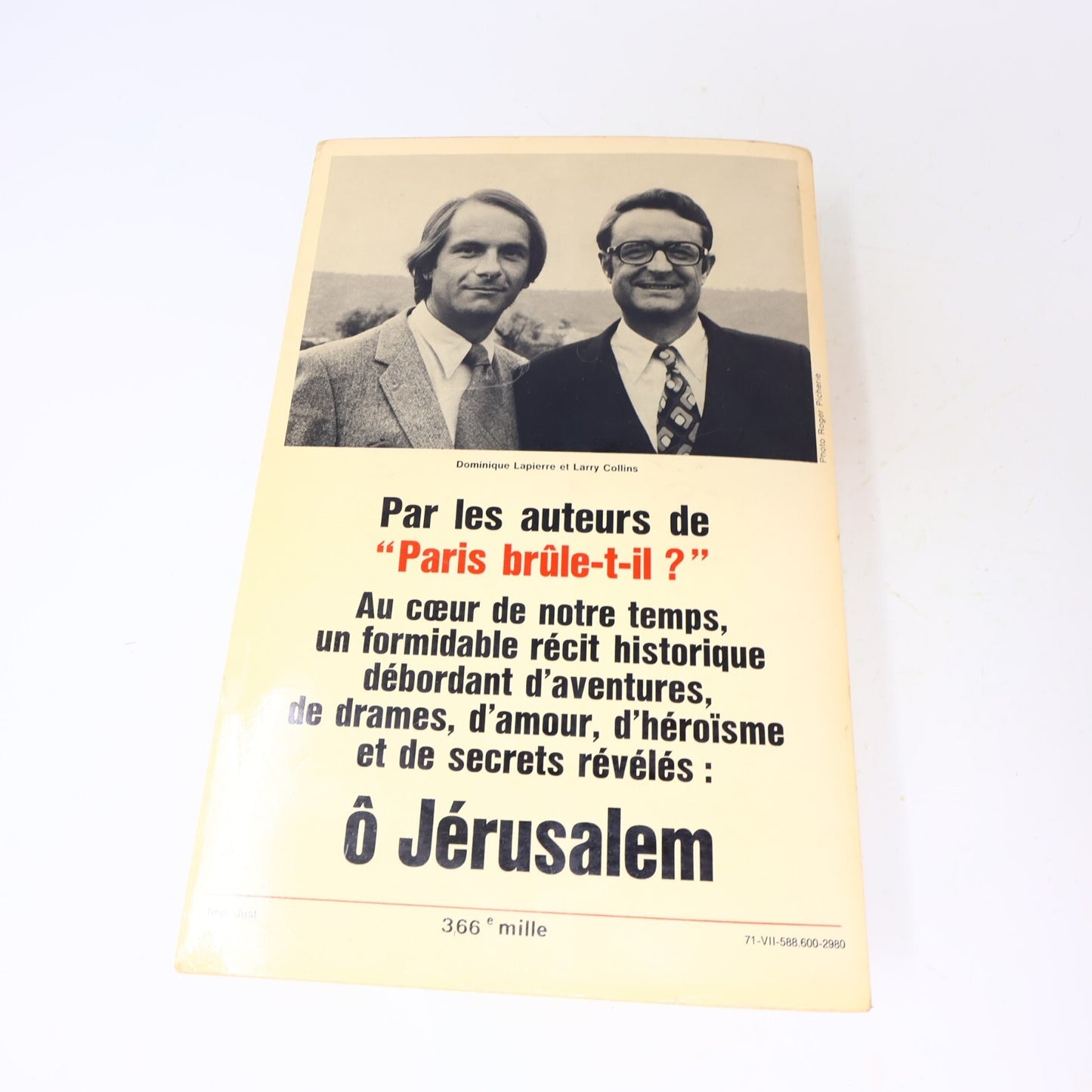 Dominique Lapierre/Larry Collins Lot 2 Livres Ô Jérusalem/Cette Nuit la Liberté