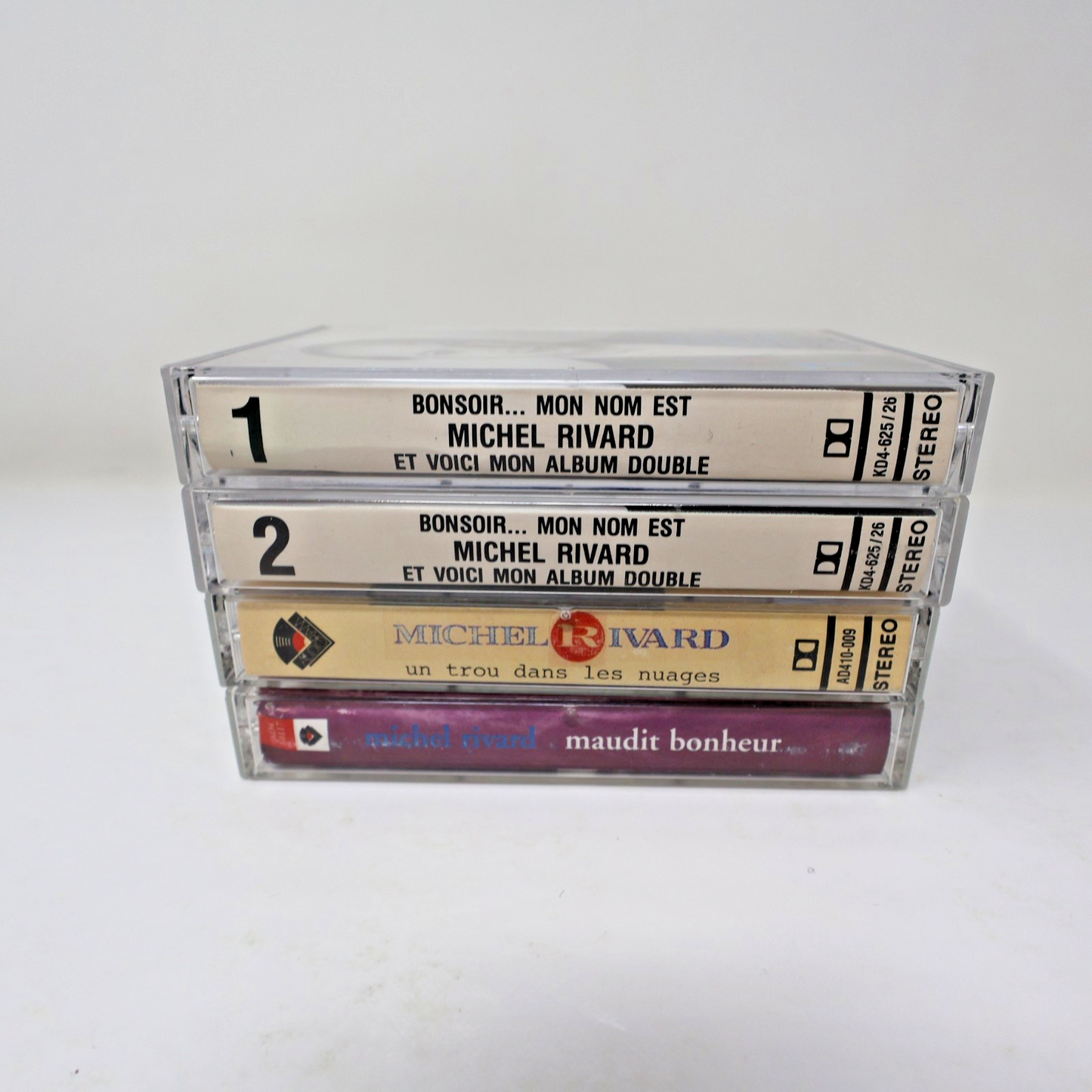 Michel Rivard Lot 4 Cassettes Maudit Bonheur/Trou dans le Ciel/Bonsoir mon Nom