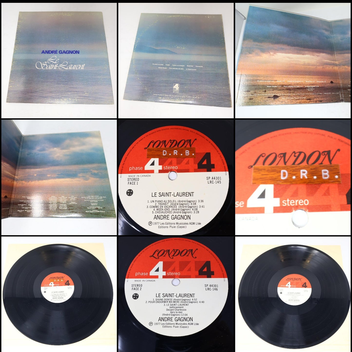 André Gagnon Lot 6 Disques Neiges/Projection/Saint-Laurent/Encore/Saga Record LP