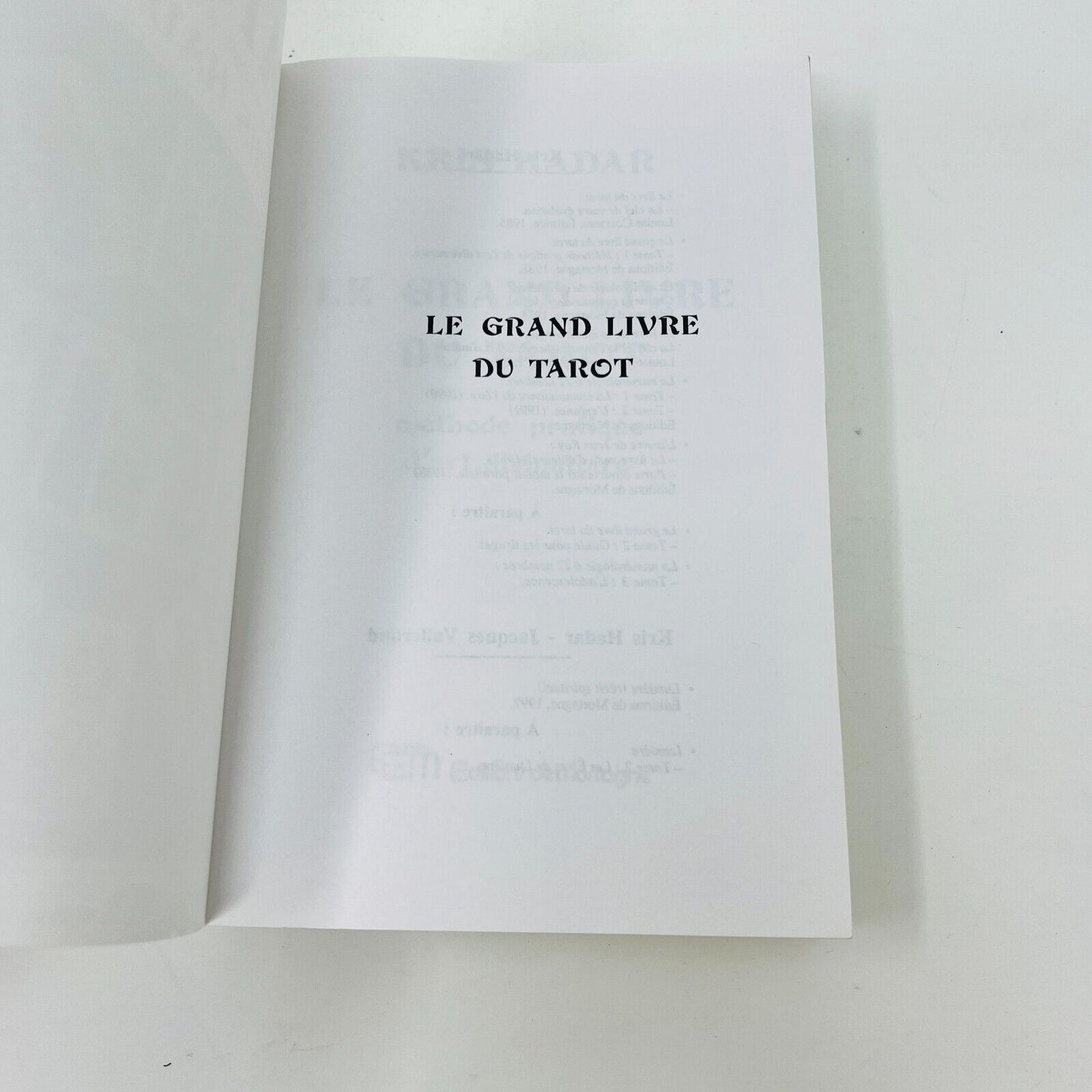 1988 Le Grand Livre du Tarot de Kris Hadar Méthode Art Divinatoire en Français