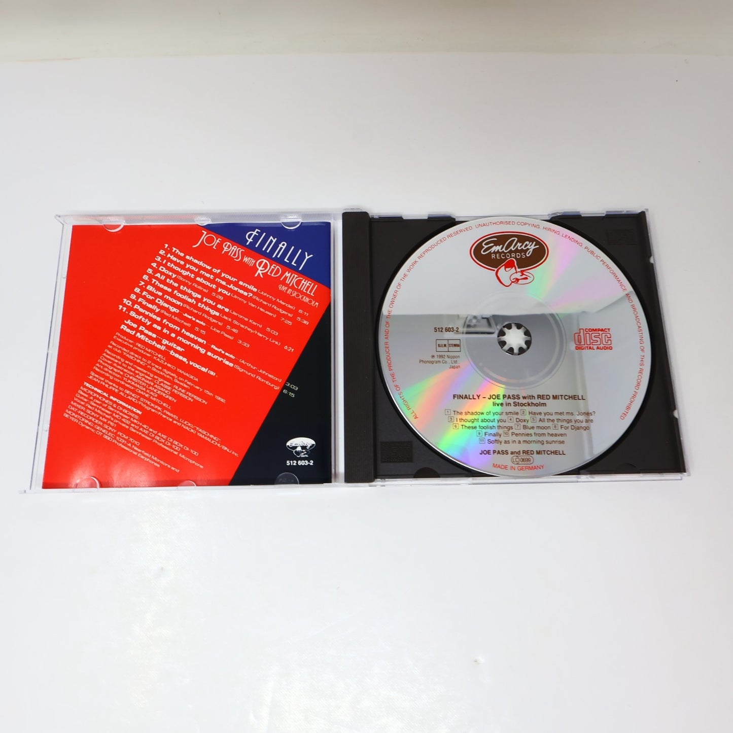 Finally Live in Stockholm CD Joe Pass/Red Mitchell EmArcy 1992 512 603-2 90s
