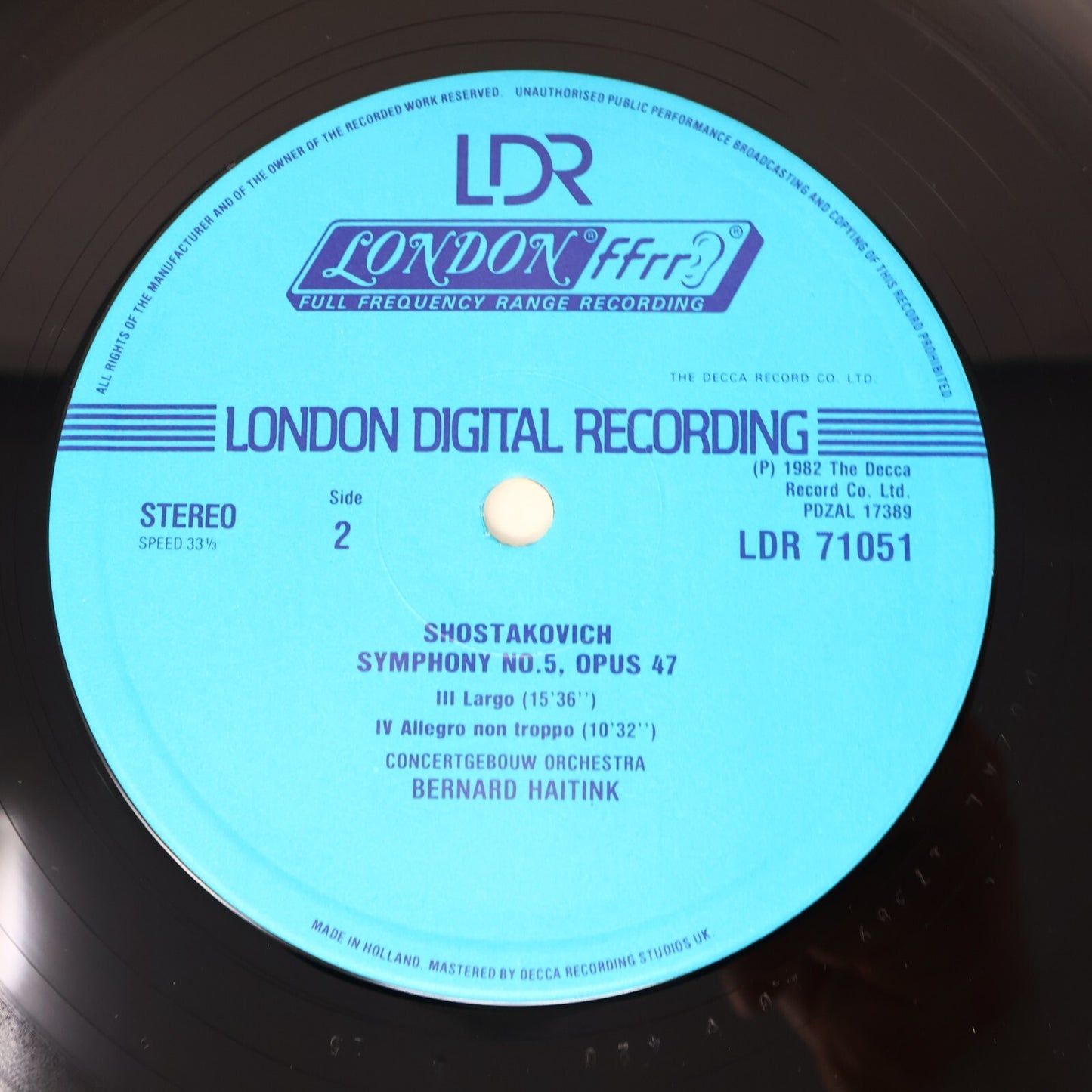 Shostakovich Haitink Symphony 5 Concertgebouw Orchestra Record Vinyl LDR 71051