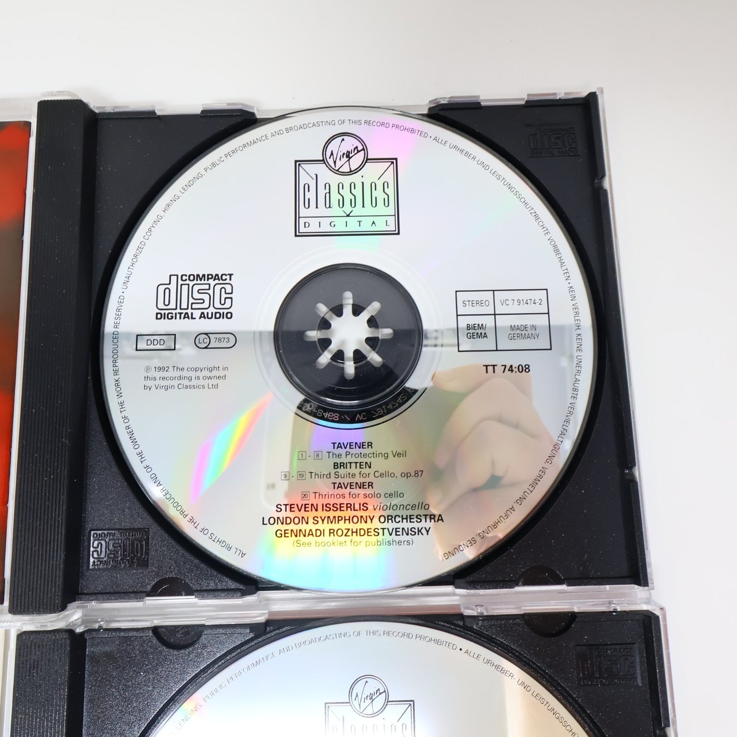 John Tavener/Steven Isserlis 2 CD Lot Protecting Veil/Last Sleep of the Virgin