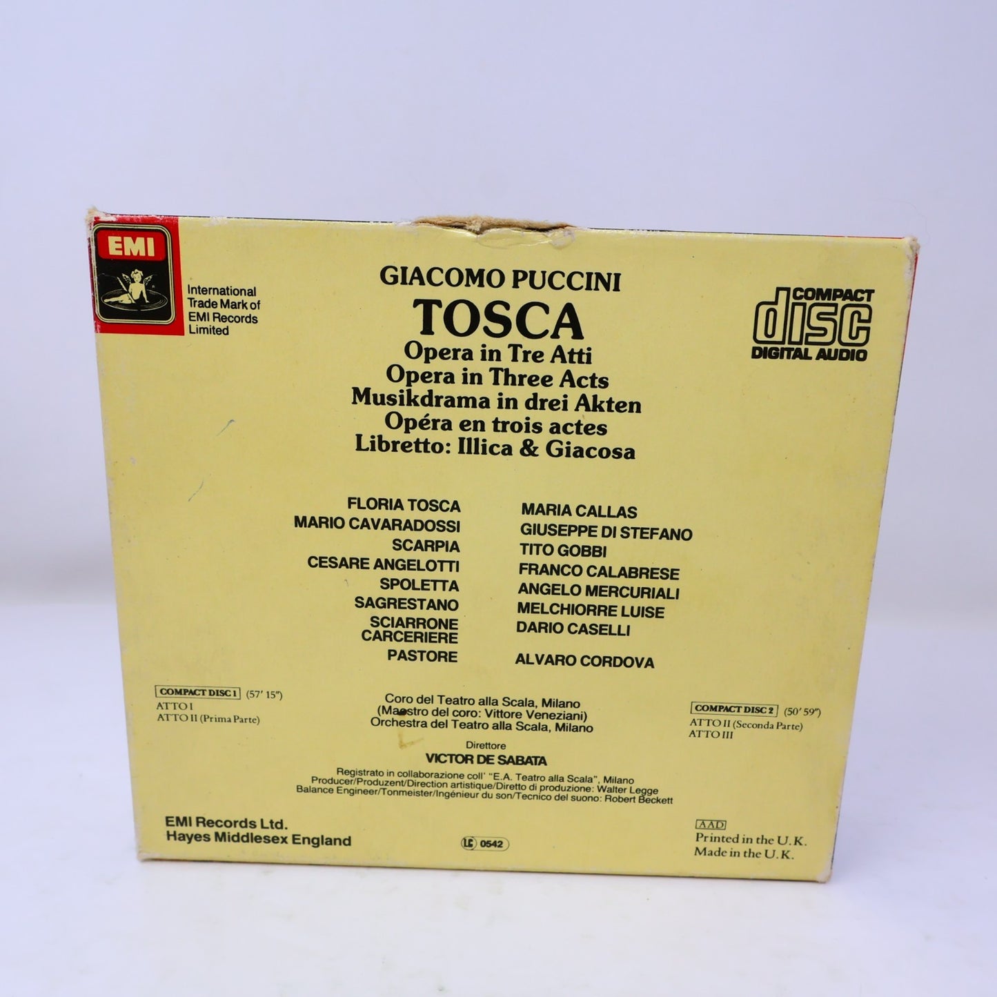 Tosca CD Giacomo Puccini/Maria Callas/Giuseppe Di Stefano/Tito Gobbi EMI Opera