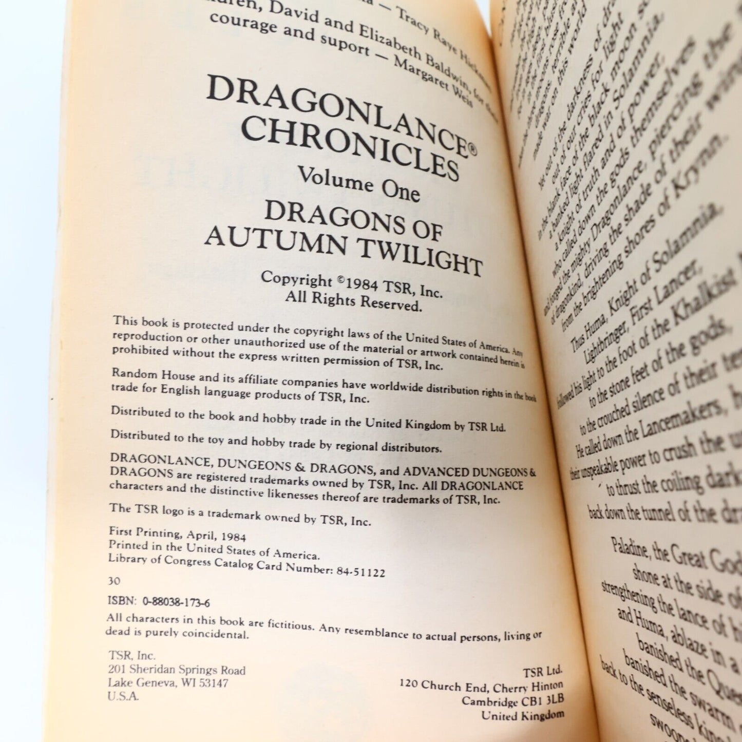 1984 Dragons of Autumn Twilight Chronicles Trilogy #1 Weis/Hickman Dragonlance