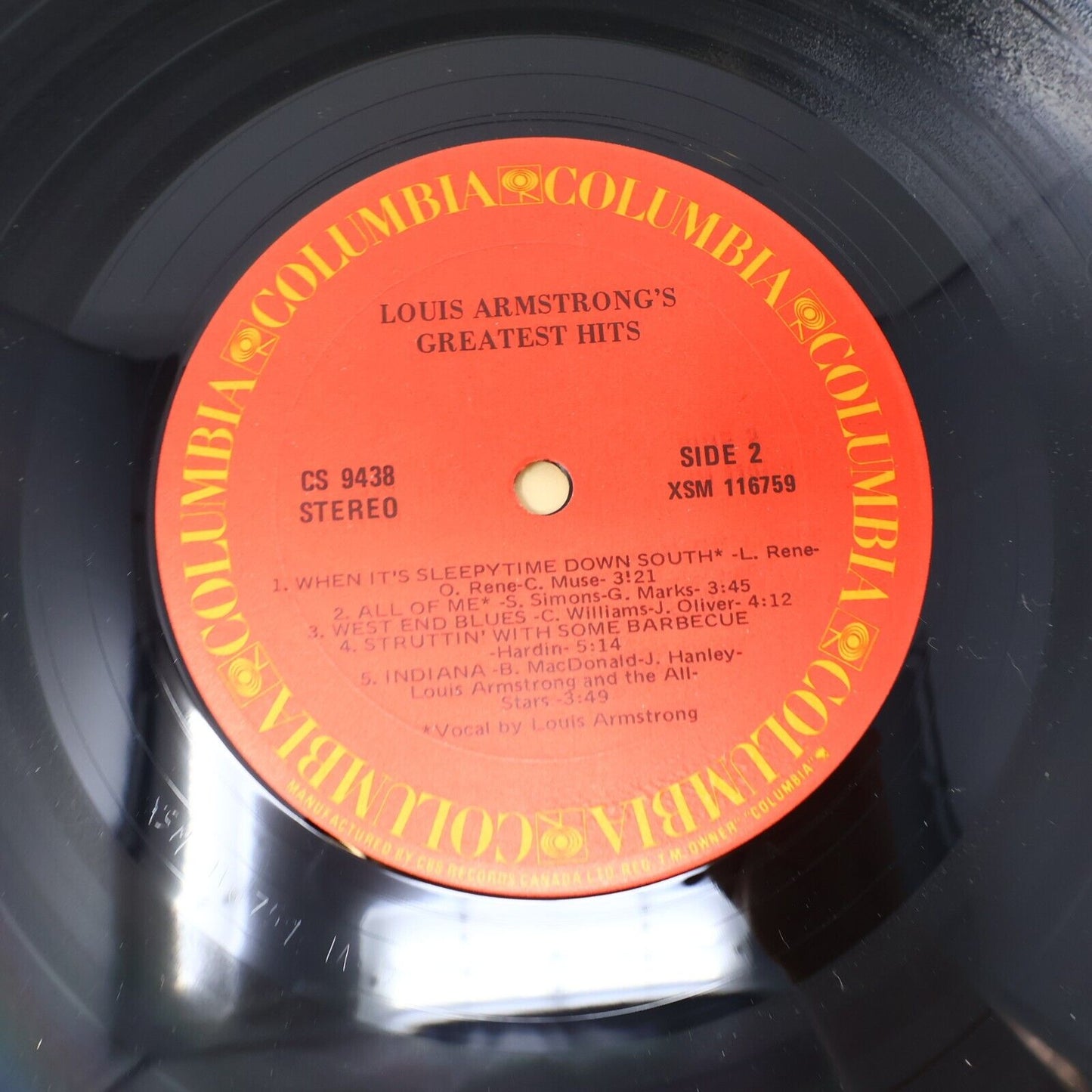 Louis Armstrong's Greatest Hits LP Vinyl Record Columbia CS 9438 Canada Jazz EX