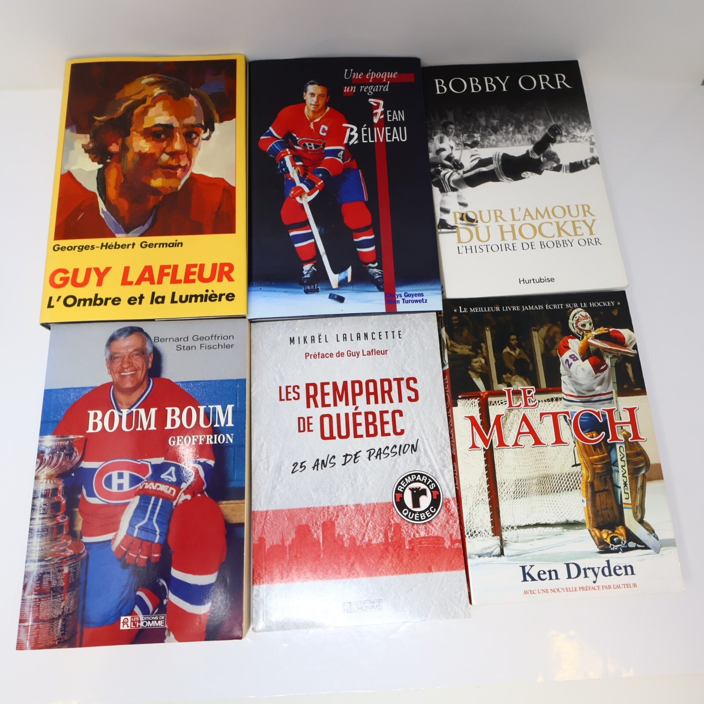 Hockey Biographies Lot 7 Livres Guy Lafleur/Jean Beliveau/Boum Boum Geoffrion