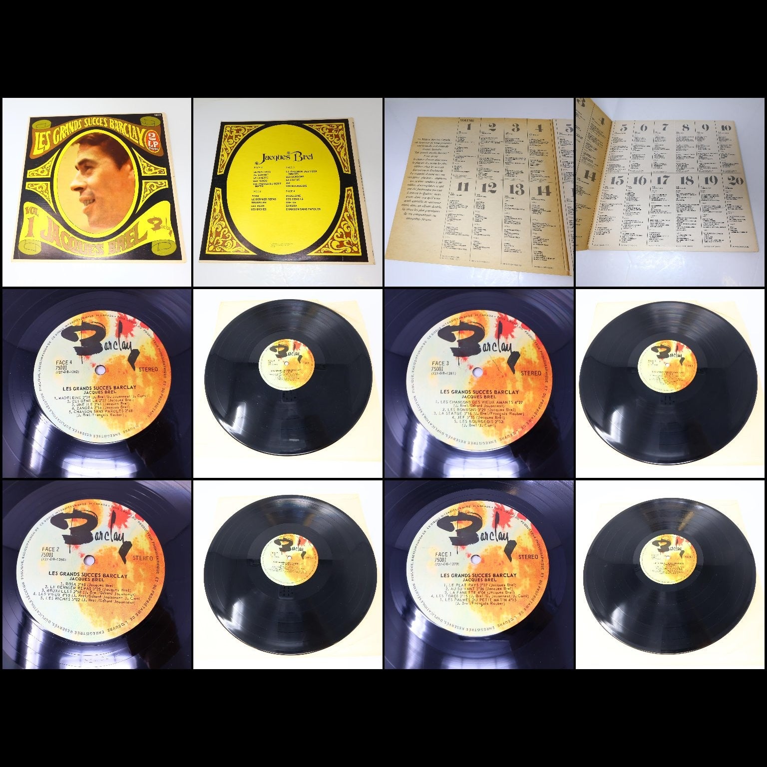 Jacques Brel Lot 11 Disques LP Record Les Vieux/L'Homme de la Mancha/J'Arrive