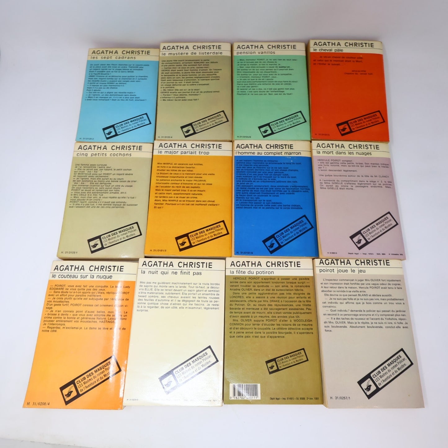 Agatha Christie Lot 33 Livres Club des Masques Hercule Poirot Crime et Mystère
