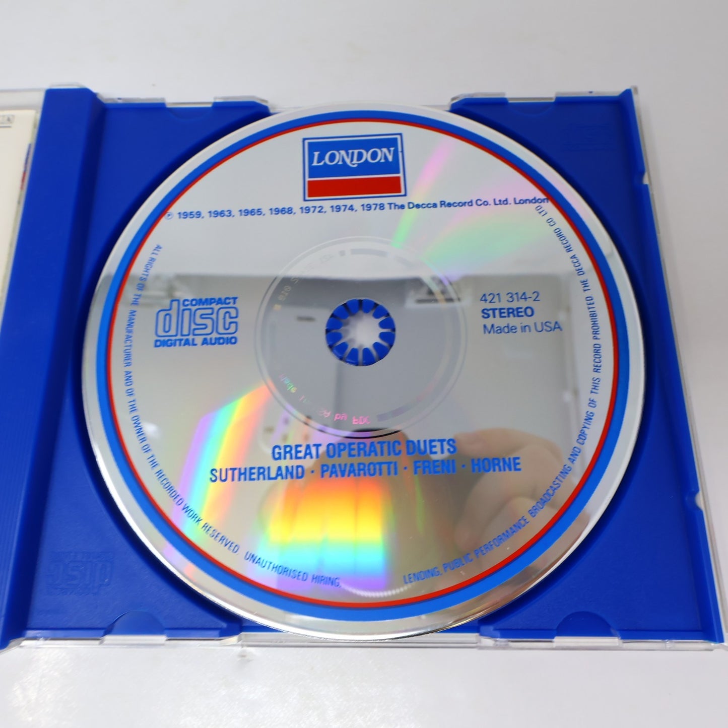 Great Operatic Duets CD Opera Gala London Sutherland/Tebaldi/Horne/Pavarotti