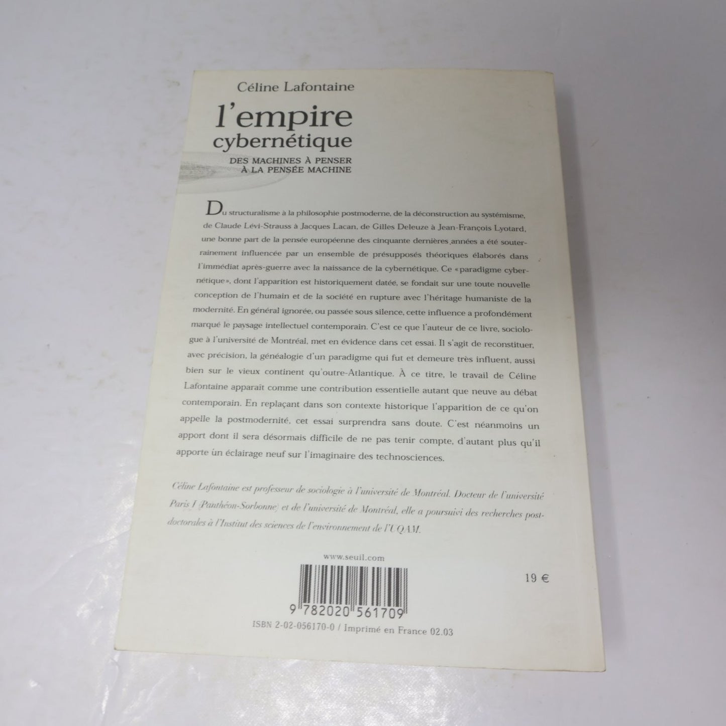 L'empire Cybernétique Céline Lafontaine 2004 Philosophie Pensée Machine Seuil