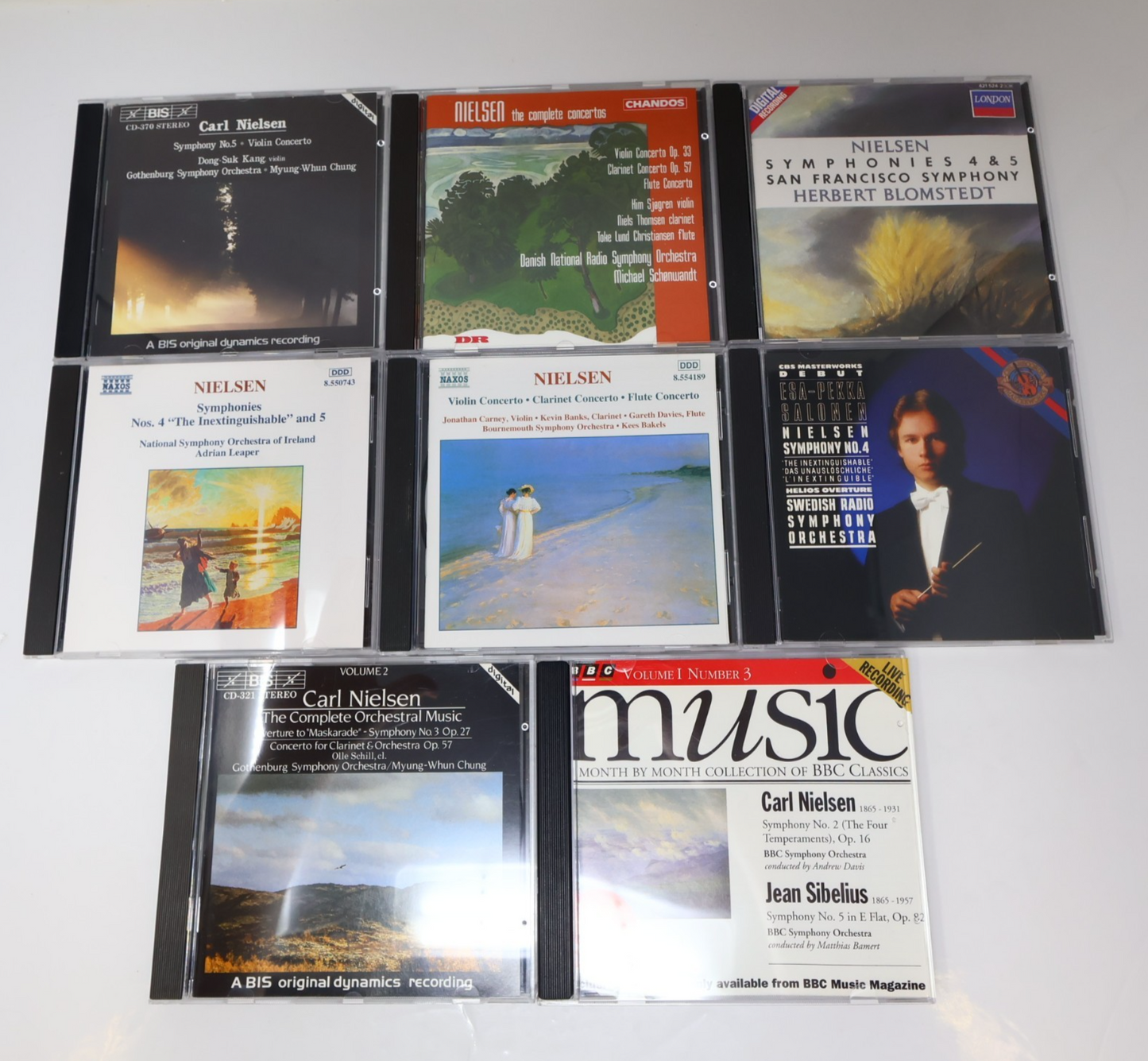 Carl Nielsen 8 CD Lot Symphony 2-3-4-5/Concertos Salonen/Chung/Leaper/Blomstedt