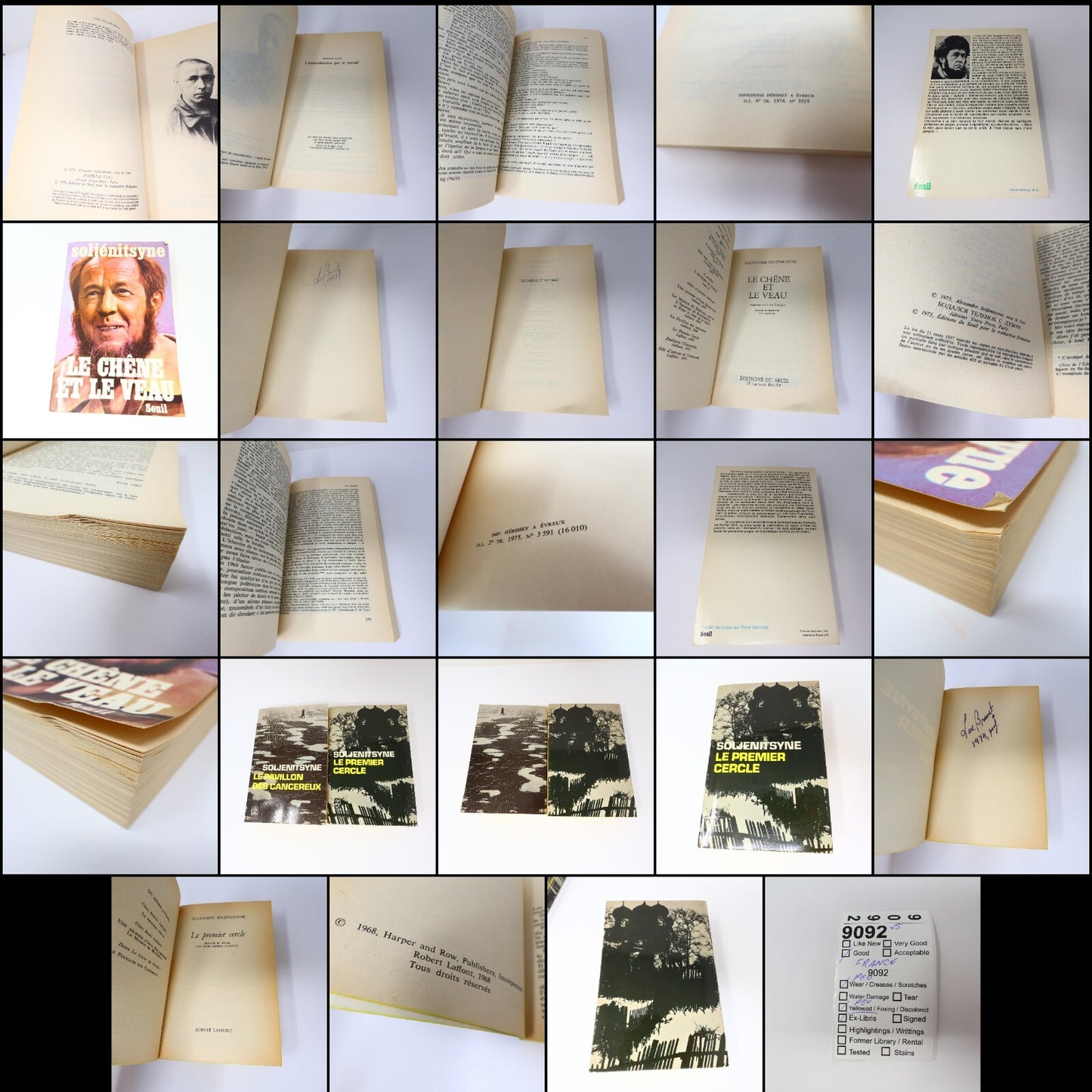Alexandre Soljénitsyne Lot 5 Livres L'Archipel du Goulag #1-2/Chêne et le Veau
