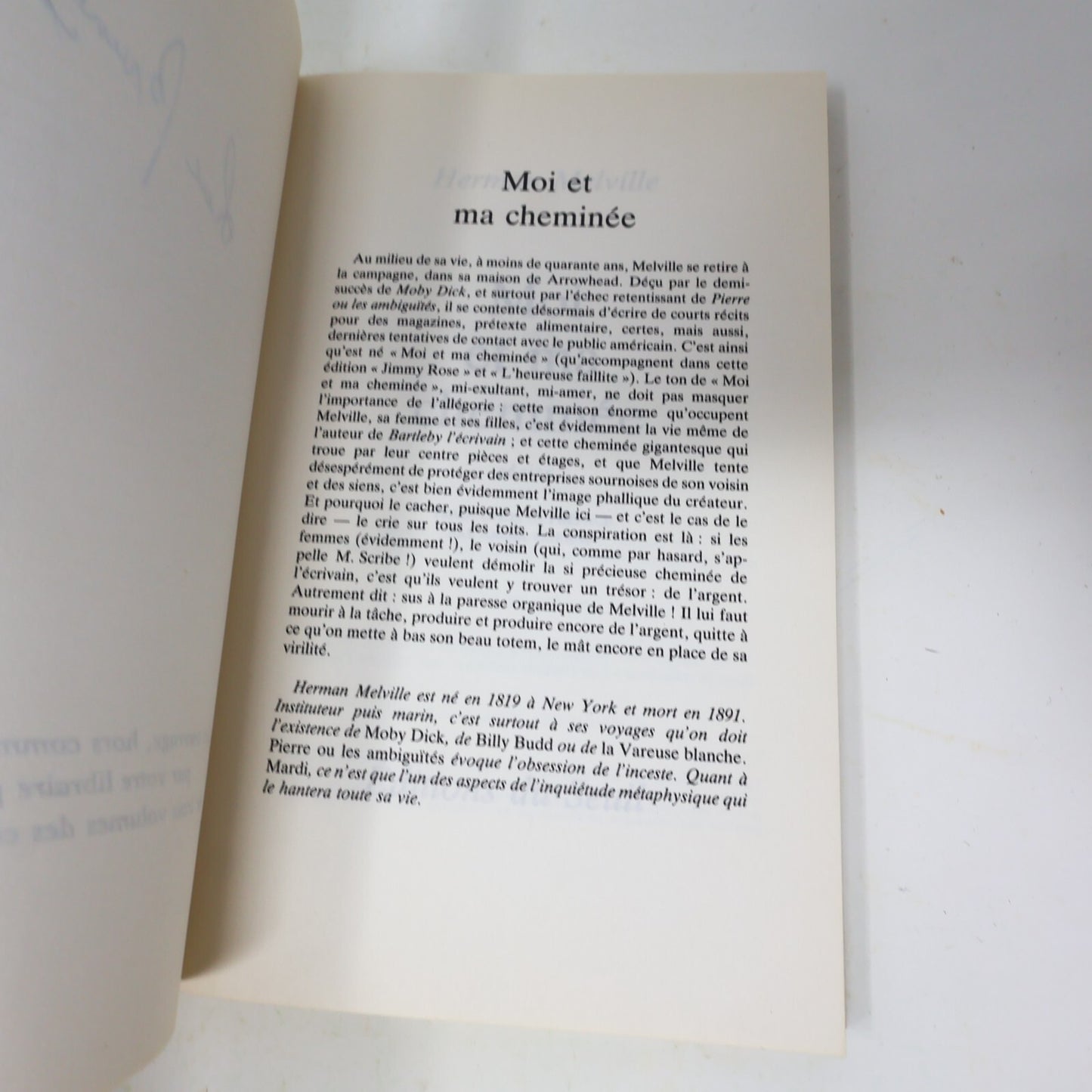 1984 Moi et ma Cheminée Herman Melville Seuil Littérature Française Nouvelles PB