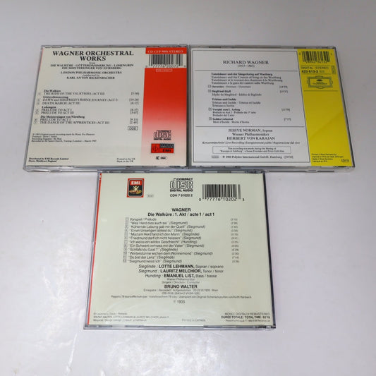 Wagner 3 CD Lot Rickenbacher/Karajan/Walter Orchestral Works Classical EMI DG