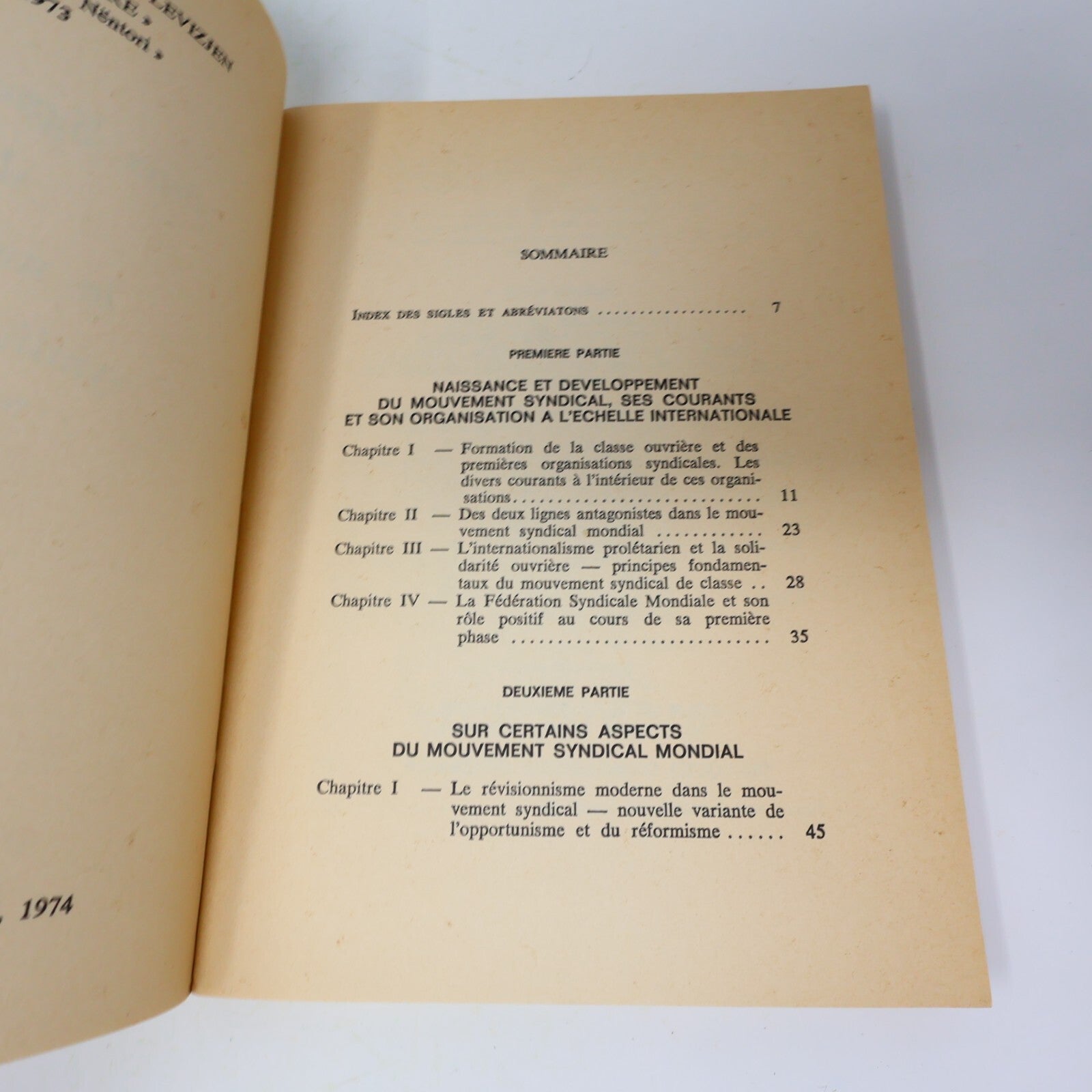 1974 Deux Lignes Opposées dans le Mouvement Syndical Mondial Filip Kota Nbe 70s