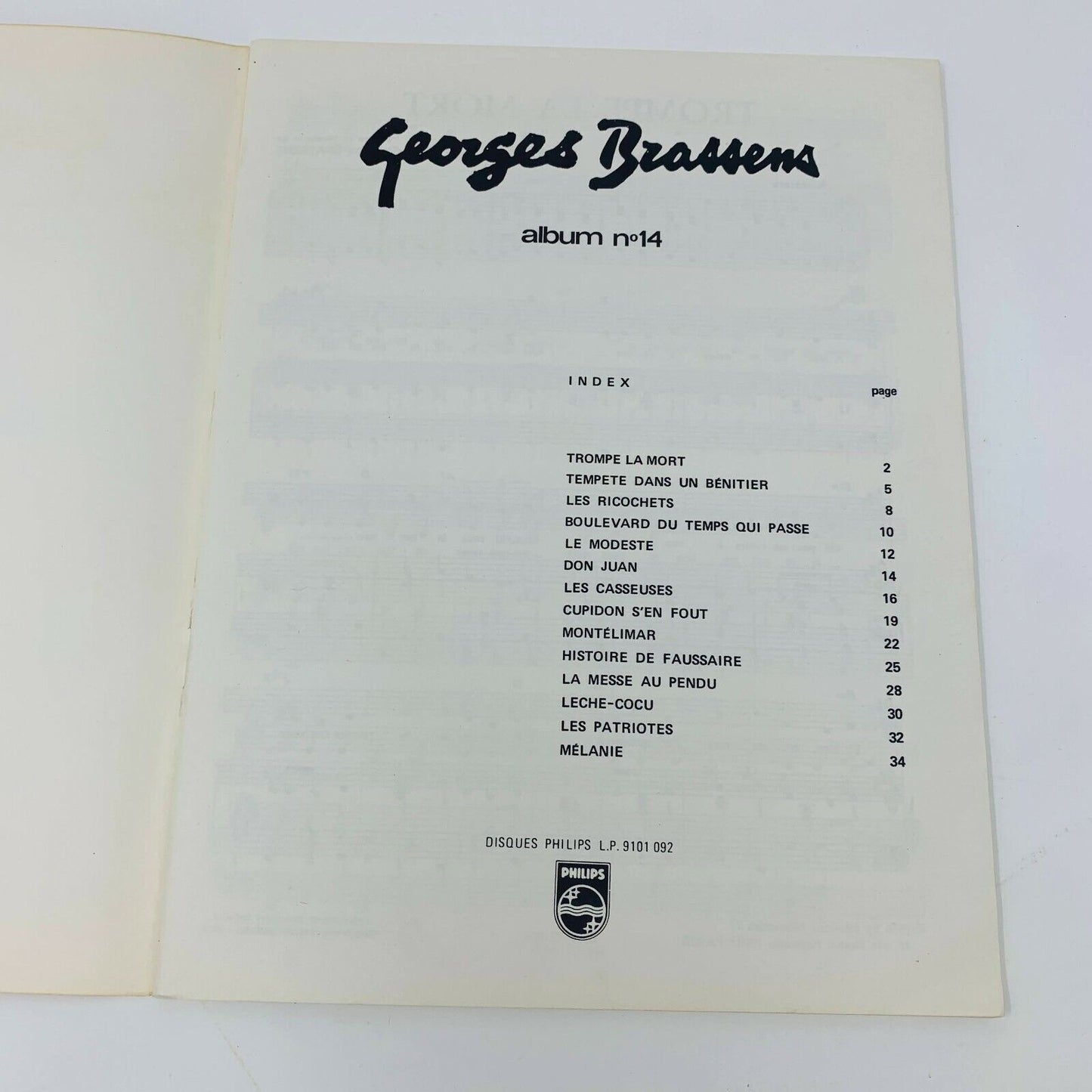 1970s Georges Brassens Album 12 & 14 Éditions Musicales Partitions Songbook Lot
