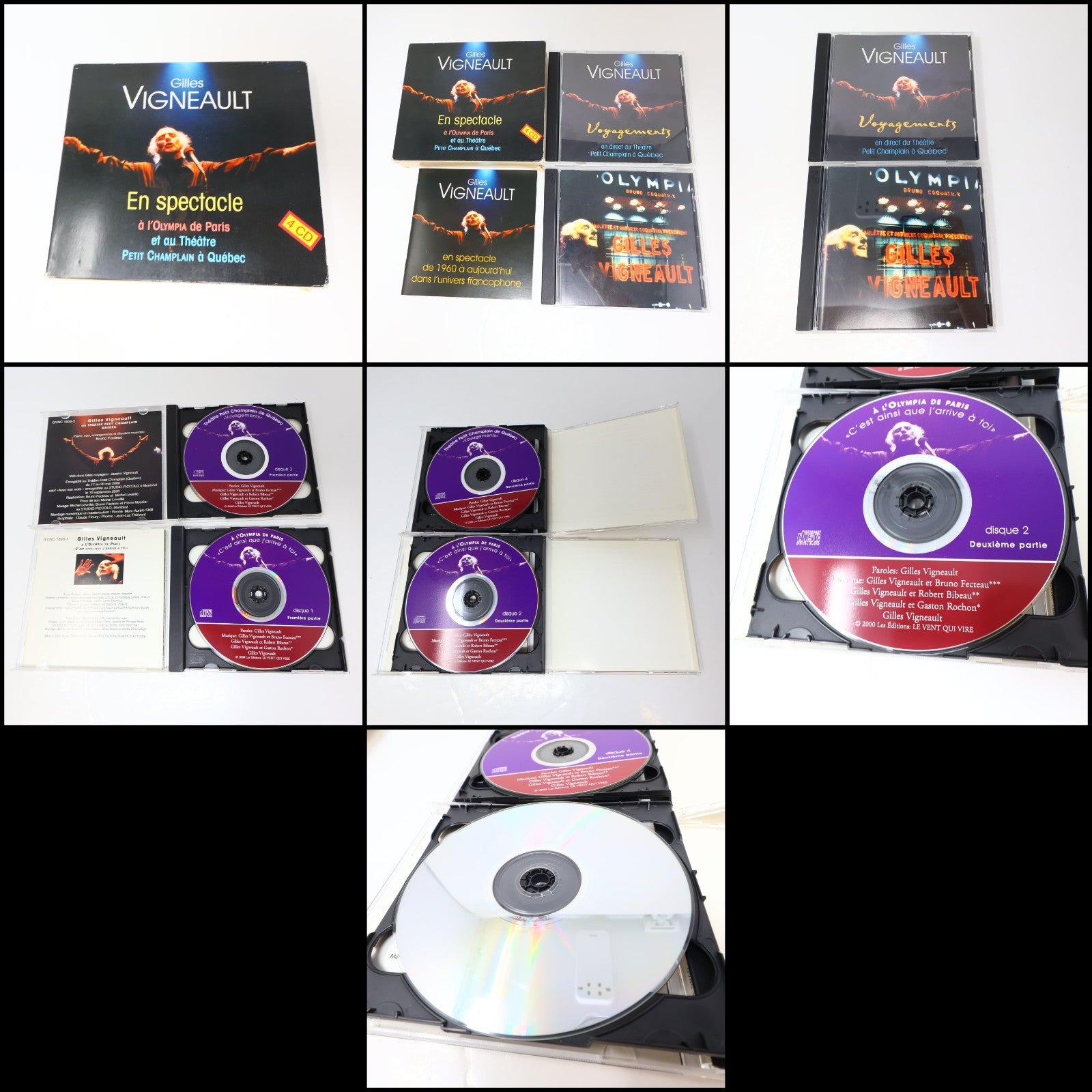 Gilles Vigneault Lot 4 CDs Vivre Debout/Retrouvailles Folk Country Pop 1996-2014