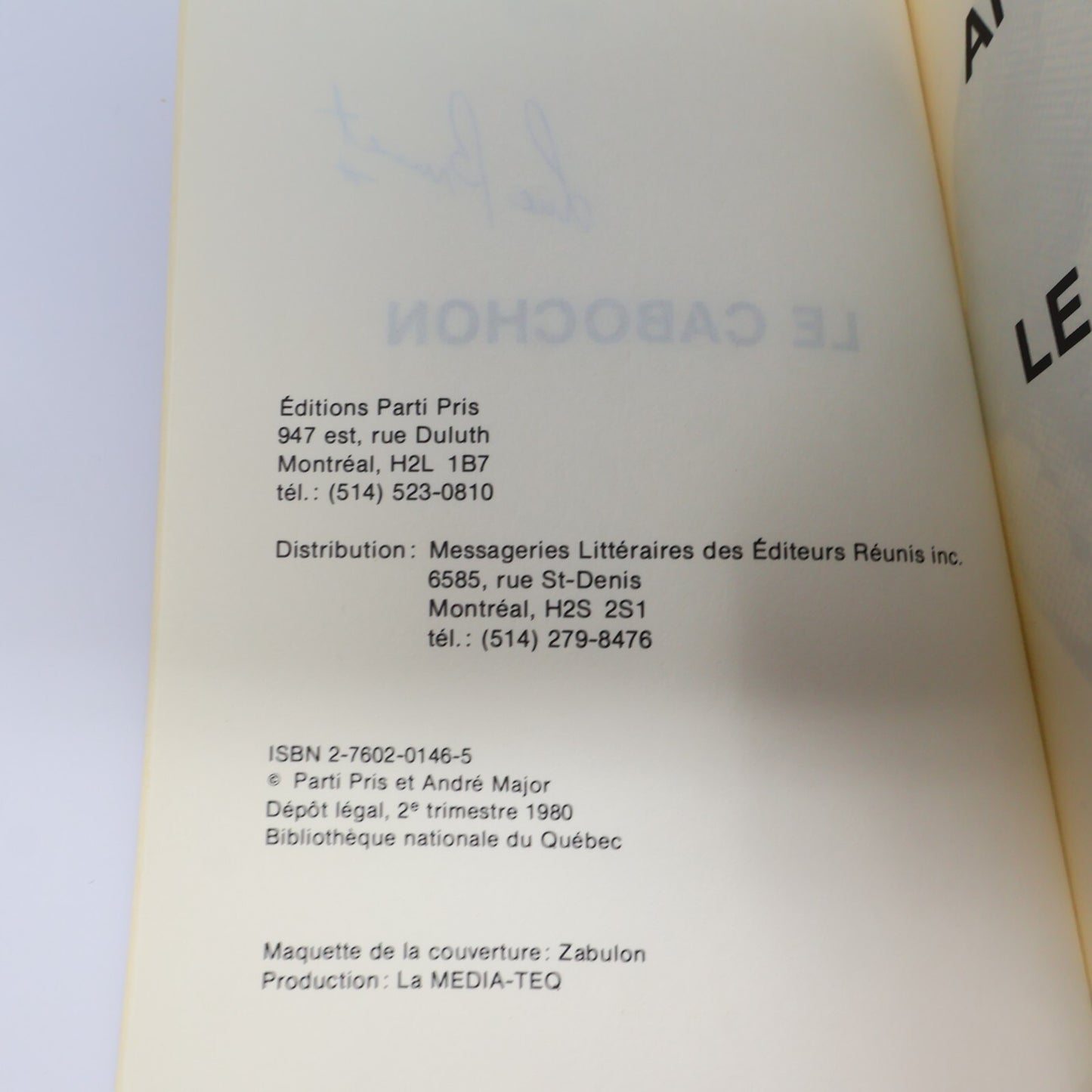 André Major Lot 5 Livres Cabochon/L'Épouvantail/Histoires de Déserteurs Roman PB