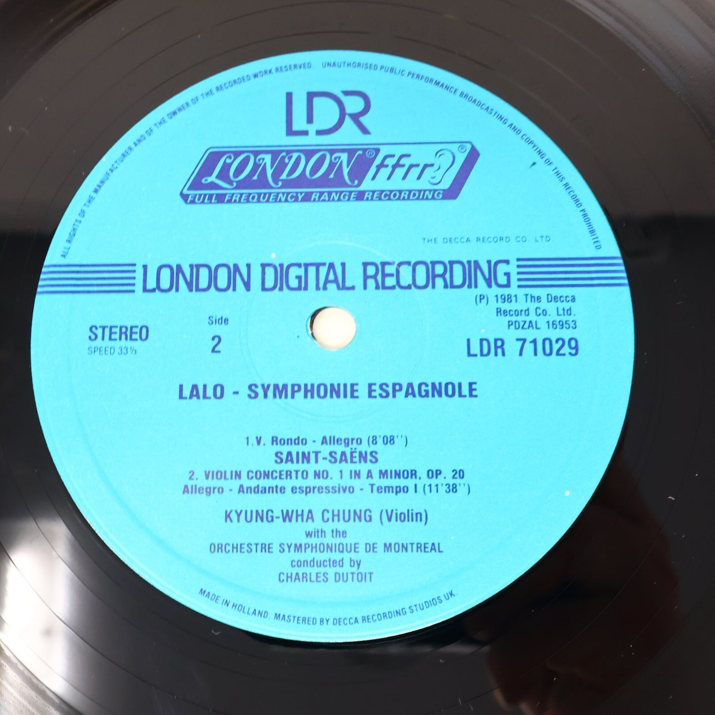 Kyung Wha Chung Symphonie Espagnole/Violin Concerto 1 Dutoit Record LDR 71029