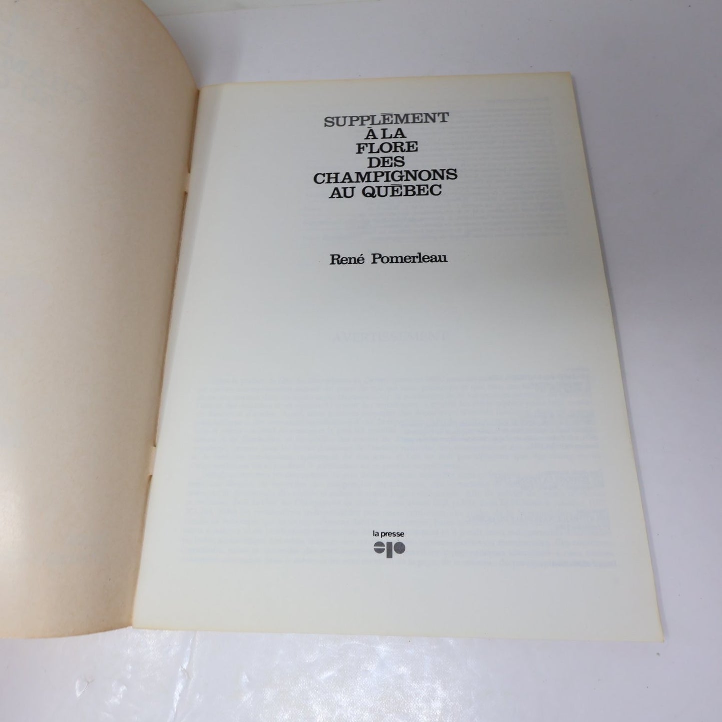 Flore des Champignons au Québec & Supplément René Pomerleau 1980 Fungi Français