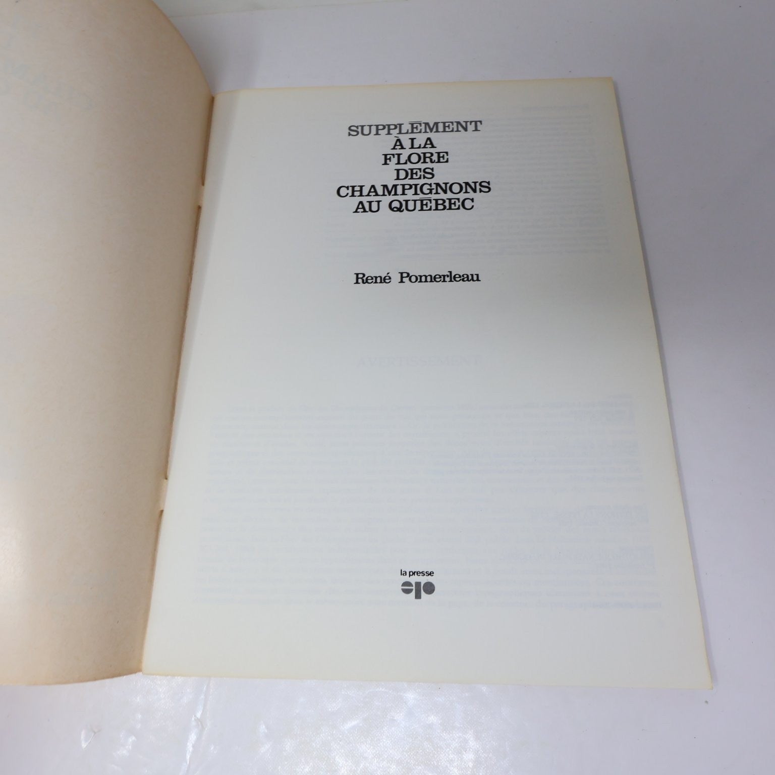 Flore des Champignons au Québec & Supplément René Pomerleau 1980 Fungi Français