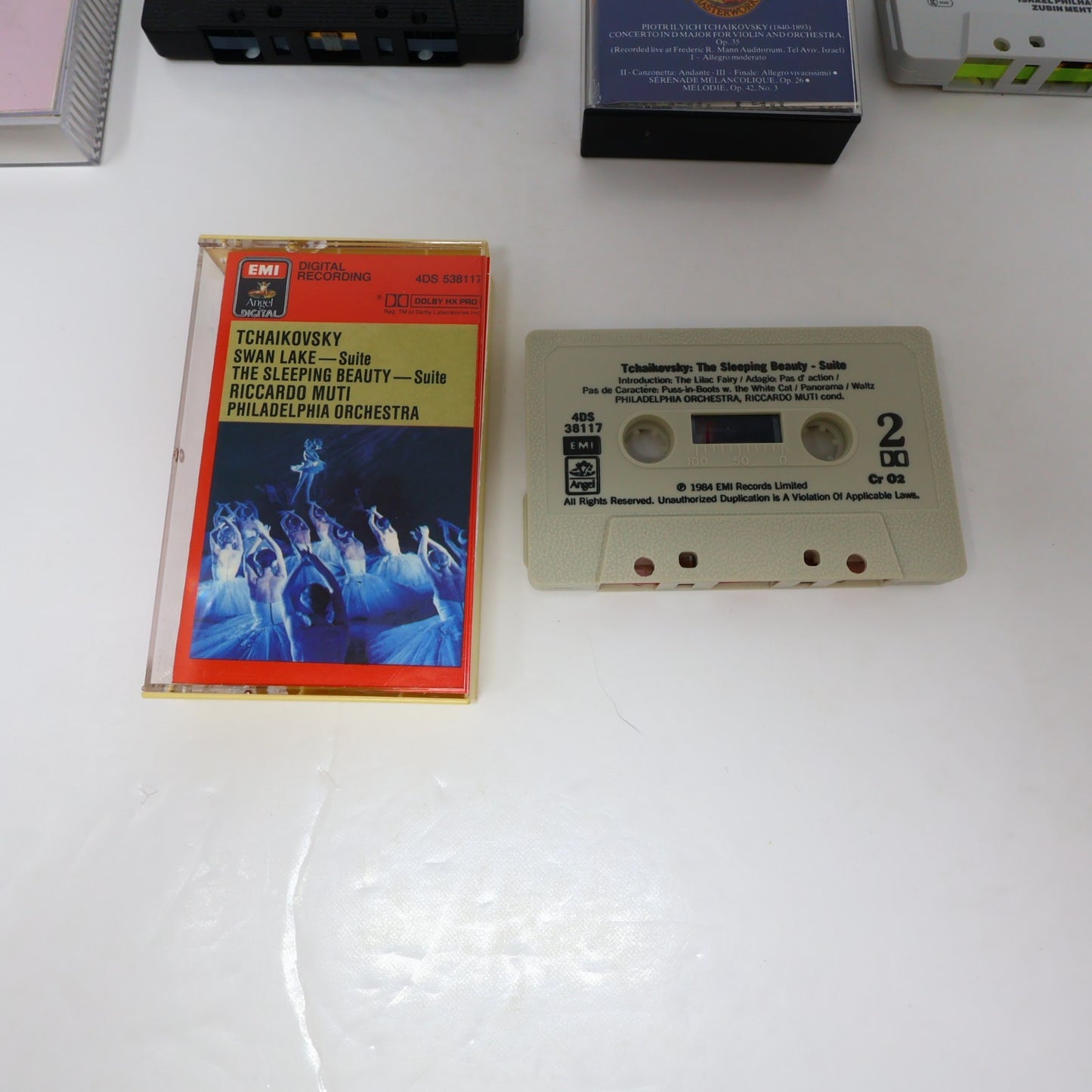 Tchaikovsky 10 Cassettes Lot Järvi/Abbado/Giulini/Karajan/Dutoit/Mehta/Muti