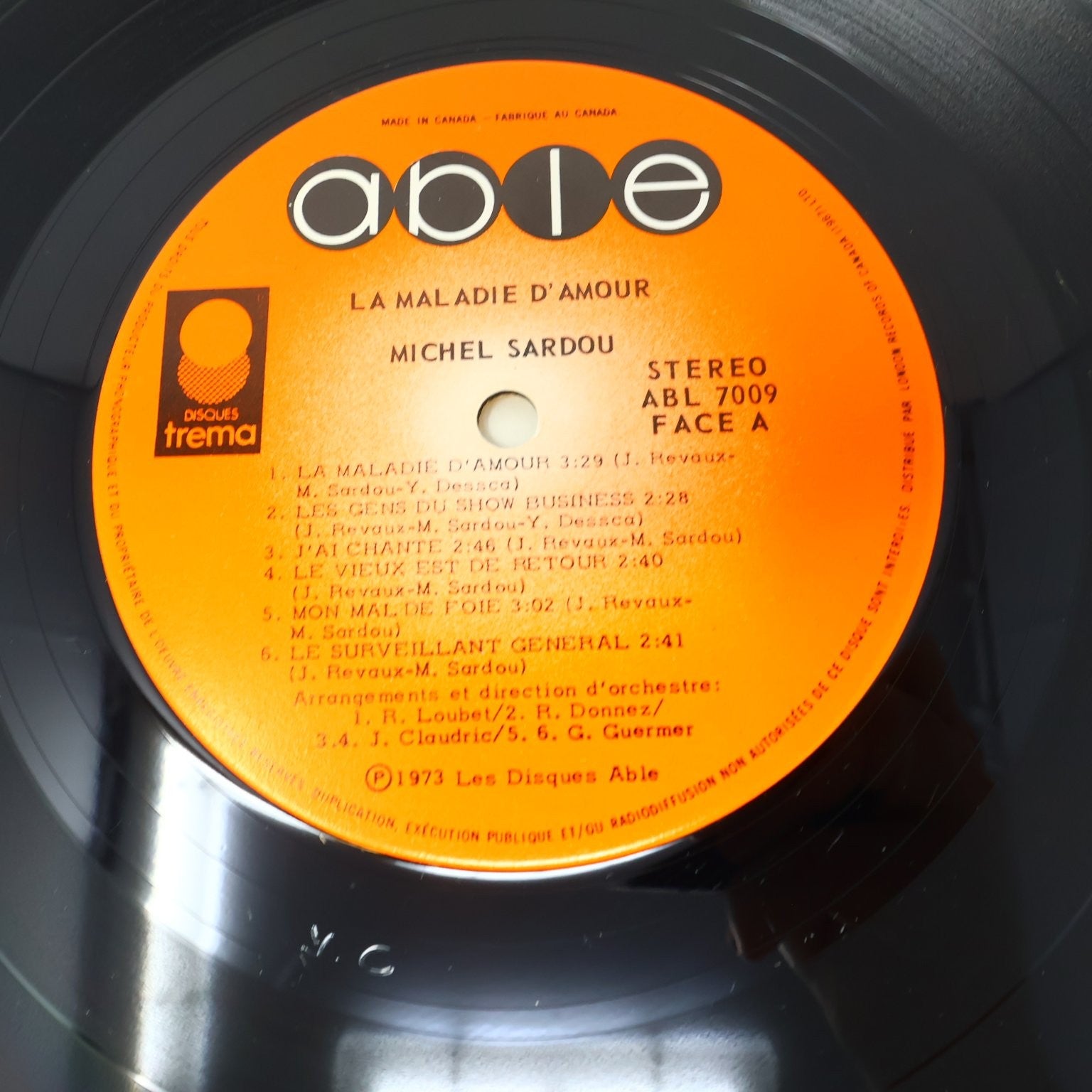 Michel Sardou La Maladie D'Amour LP Record 1973 Disques Able French Pop ABL-7009