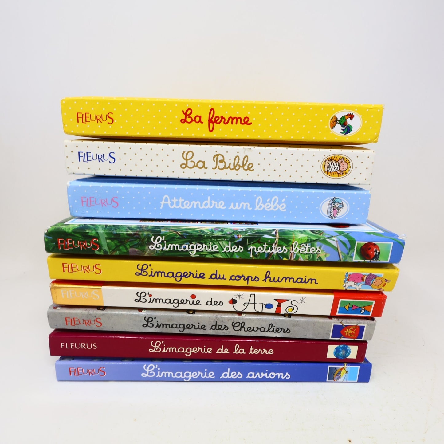 L'Imagerie Lot 9 Livres Ferme/Corps Humain/Avions/Arts/Petites Bêtes Français