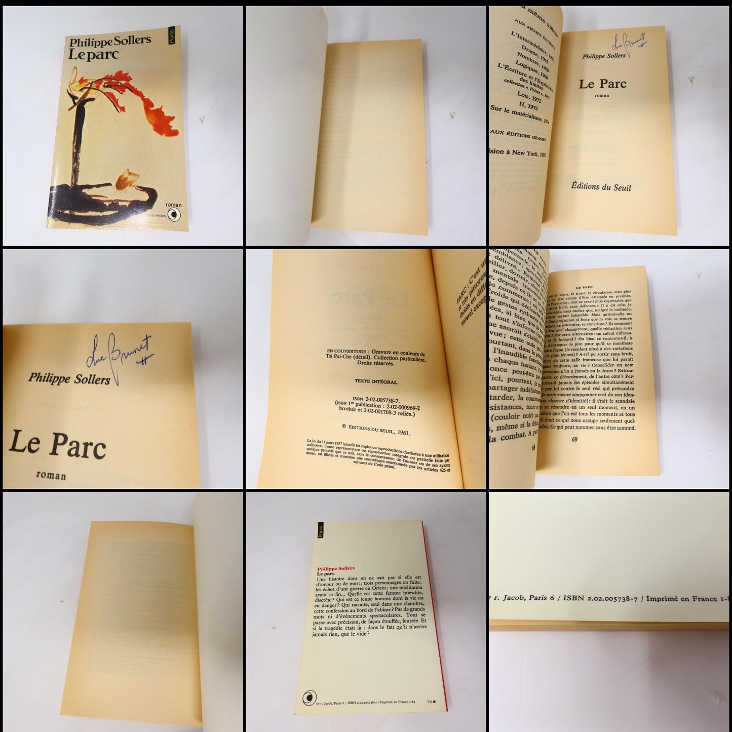 Philippe Sollers Lot 2 Livres Femmes/Le Parc Littérature Française Roman France