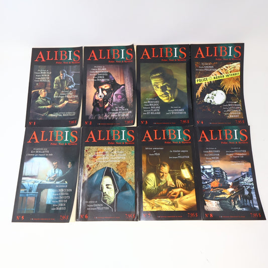 Alibis #1-8, 28, 30 Lot 10 Revues Polar Noir & Mystère Crime et Mystère Policier