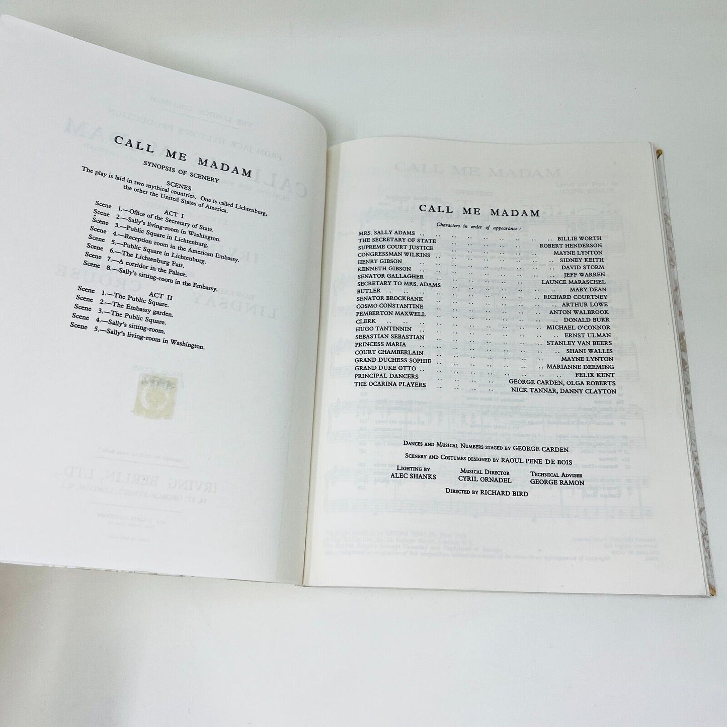 1952 Call Me Madam Irving Berlin Vocal Score Howard Lindsay/Russel Crouse Music