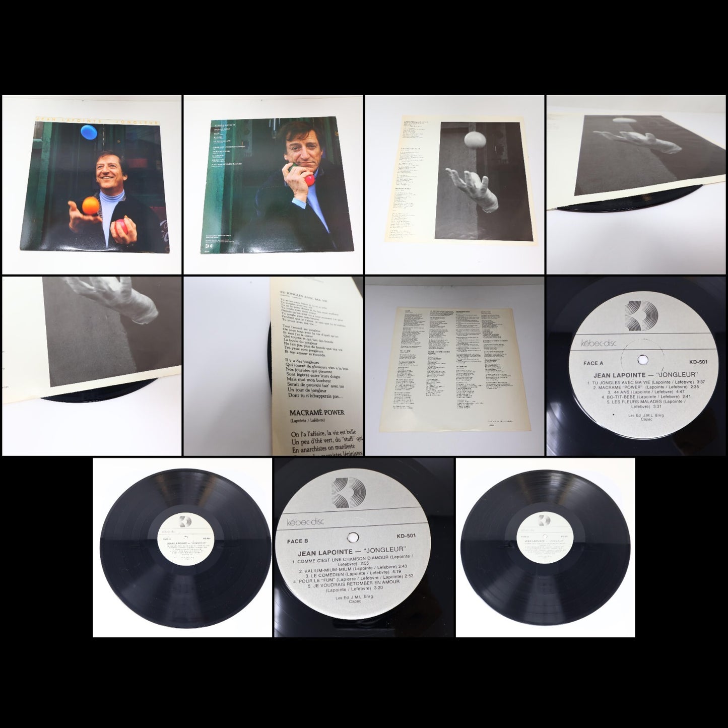 Jean Lapointe Lot 3 Disques Jongleur/Si On Chantait/Chante la ta Chanson Record