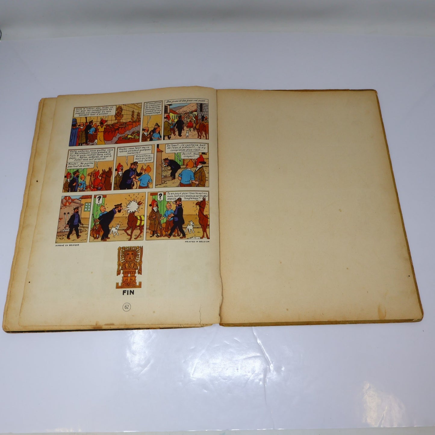 Tintin Le Temple du Soleil Hergé Casterman B3 1949 EO 2 Symboles Incas BD