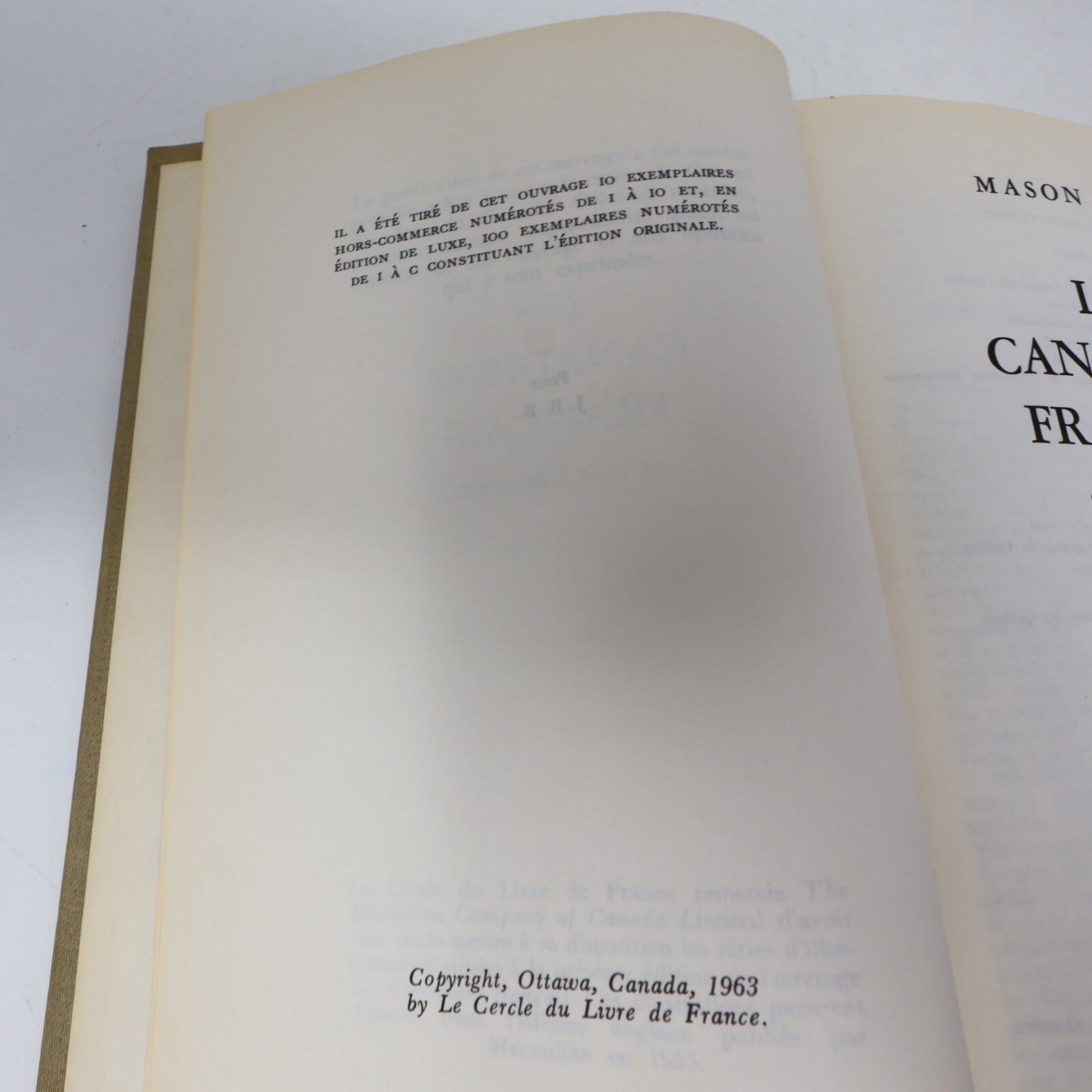 1963 Les Canadiens Français L'Encyclopédie du Canada Français #2 Mason Wade HC