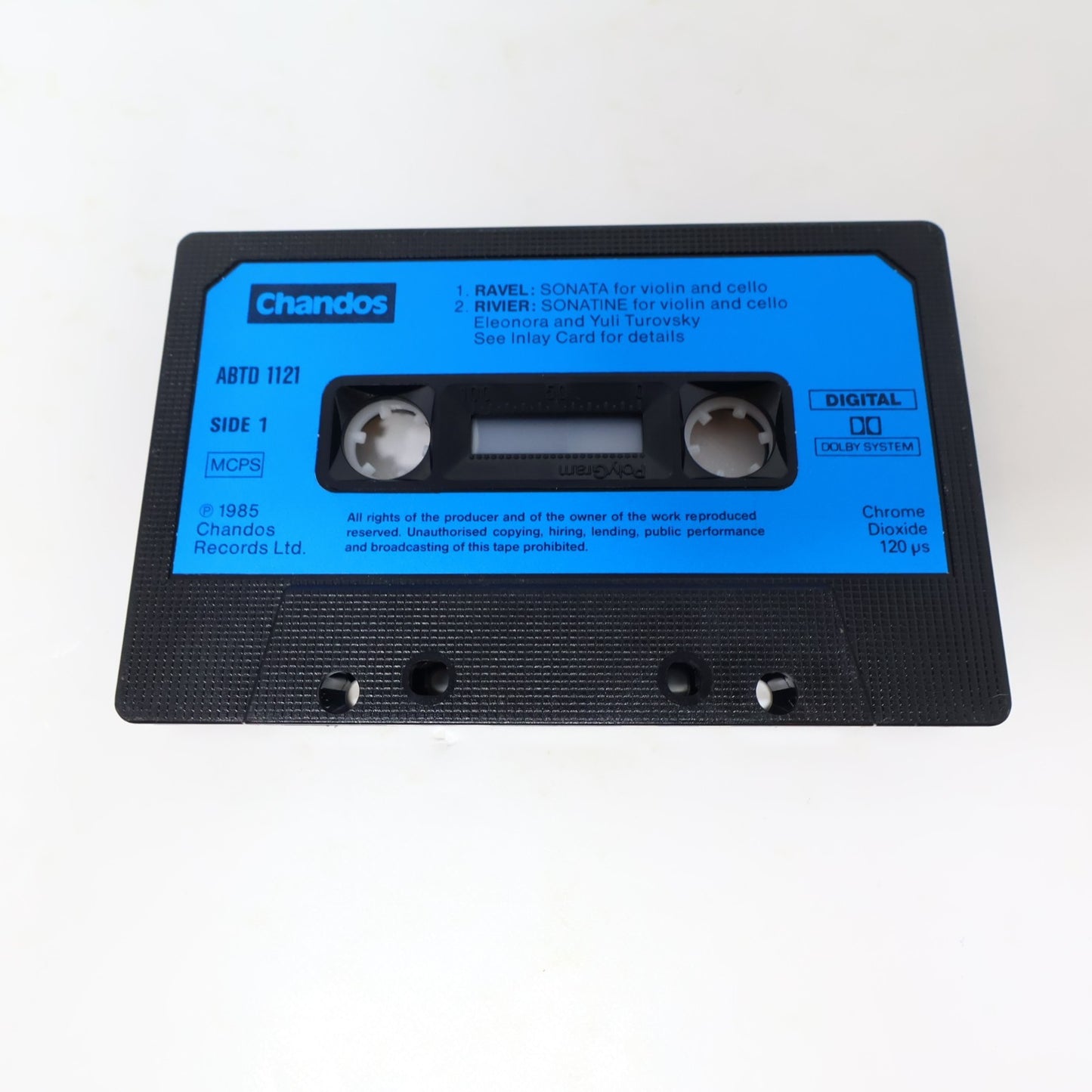 Elonora & Yuli Turovsky Cassette French Music for Violin and Cello Ravel/Rivier