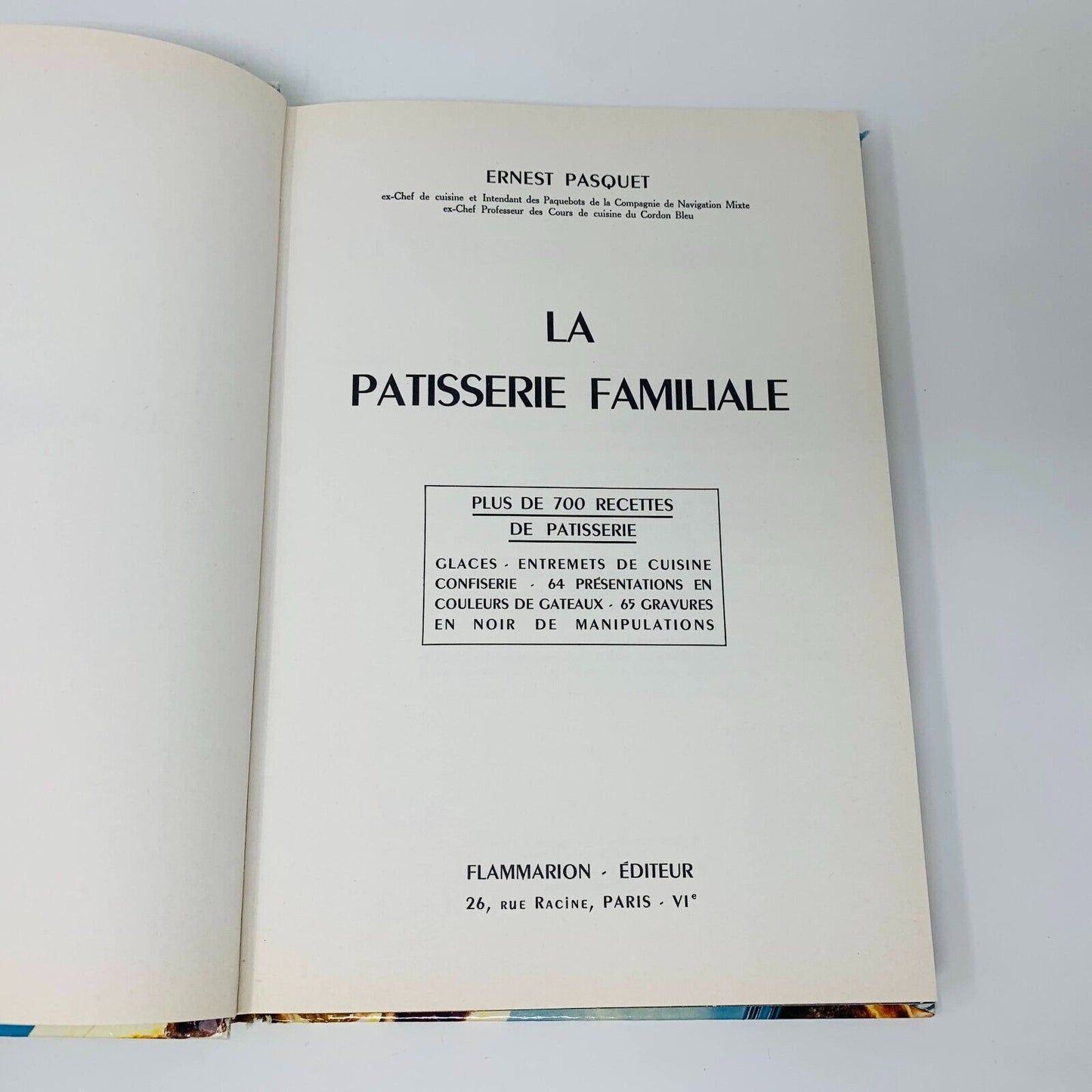 1958 Patisserie Familiale Flammarion Livre de Recettes Cuisine Pasquet Français