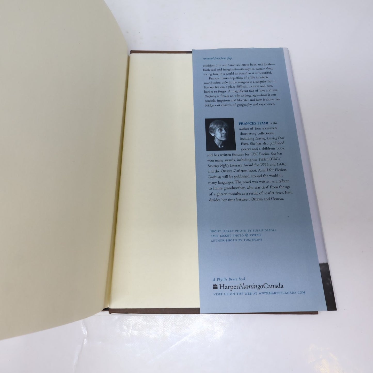 Deafening Frances Itani 2003 First Edition Signed WWI Historical Fiction Harper