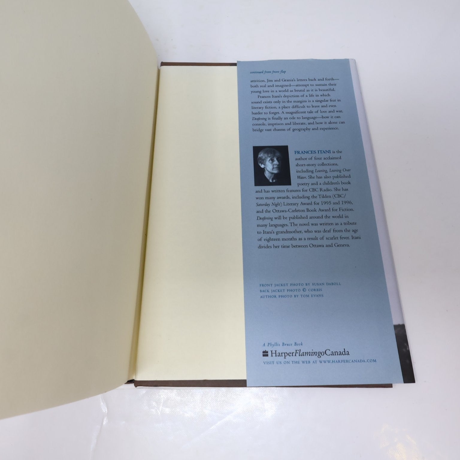 Deafening Frances Itani 2003 First Edition Signed WWI Historical Fiction Harper