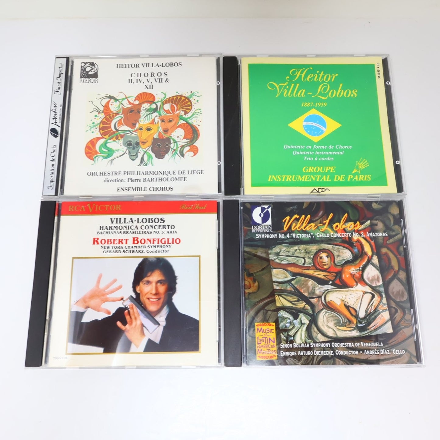 Villa-Lobos 10 CD Lot String Quartets/5 Pianos Concertos/Choros Classical Latin