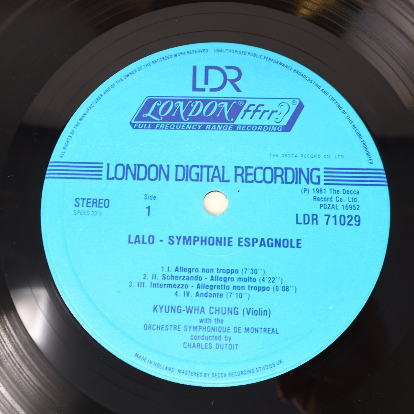 Kyung Wha Chung Symphonie Espagnole/Violin Concerto 1 Dutoit Record LDR 71029