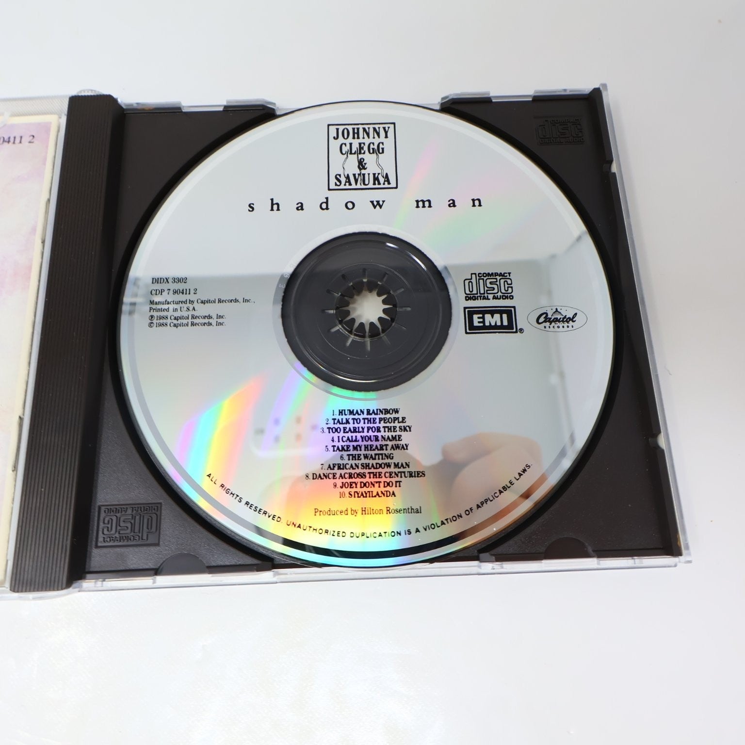 Johnny Clegg & Savuka - Shadow Man CD 1988 South African Rock EMI Capitol