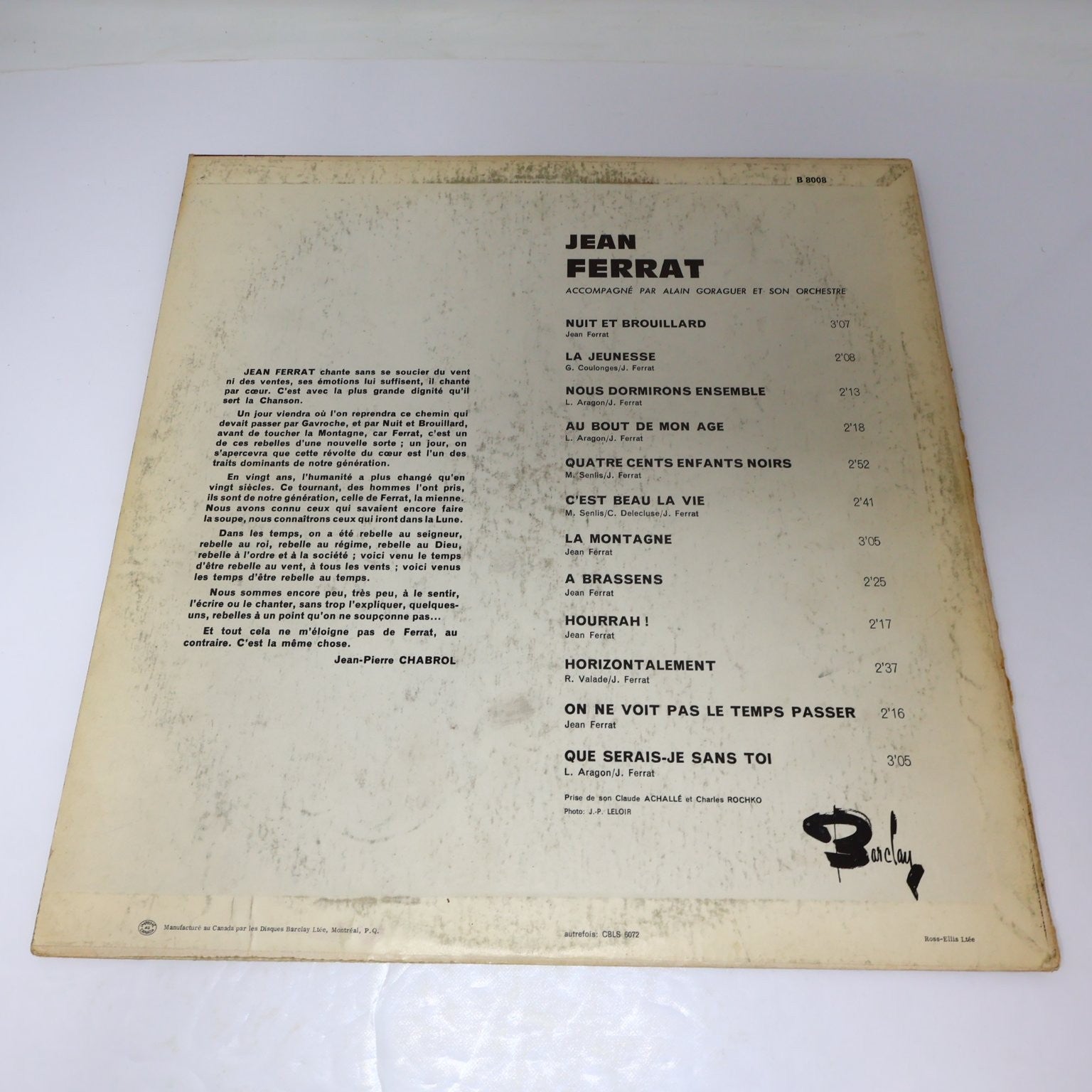 Jean Ferrat Lot 2 Disques Chante En Multiphonie Stéréo/Ferrat LP Record Français