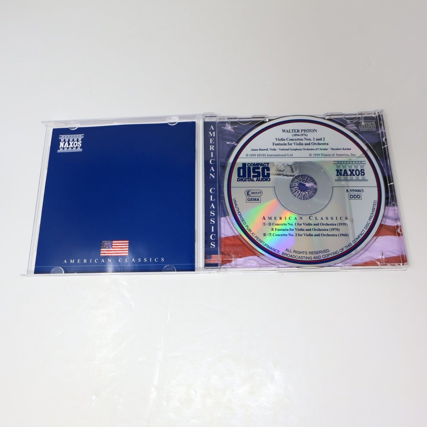 Walter Piston Violin Concertos Nos. 1 & 2 Fantasia 1999 CD Classical Naxos
