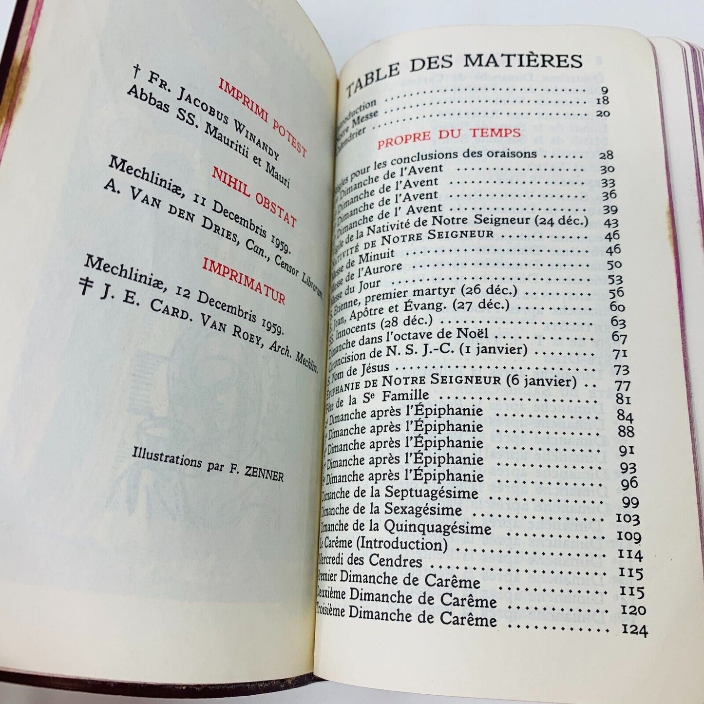 1959 Missel des Dimanches et Fêtes Dom Gérard Abbaye de Clervaux Français French