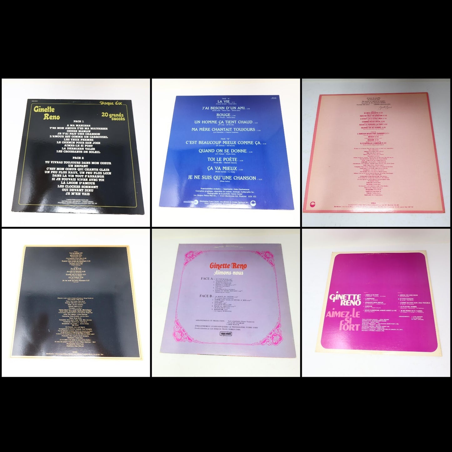 Ginette Reno Lot 6 Disques Record Aimons-nous/Quand On Se Donne/20 Grands Succès