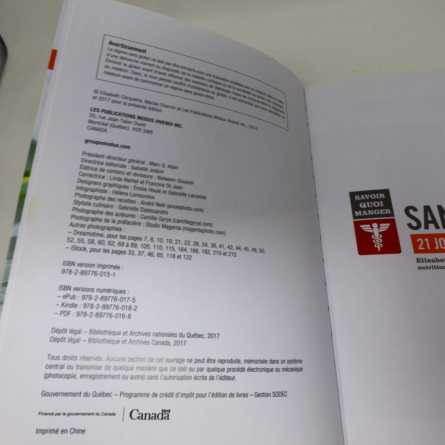 Sans Gluten Lot 4 Livres Cuisine Santé Soir de Semaine 21 Jours Menus Recettes
