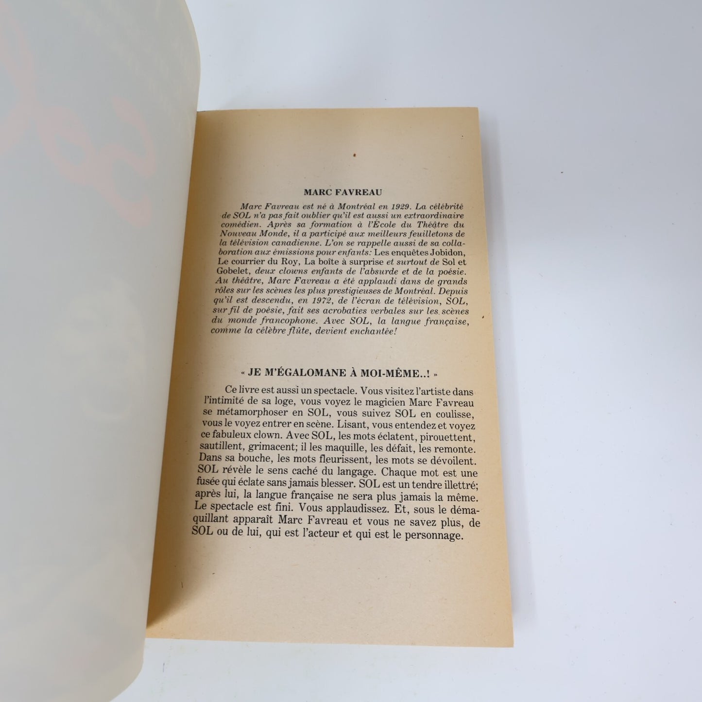 Marc Favreau Lot 2 Livres Sol Oeufs Limpides/Je M'Égalomane à Moi-Même Humour PB